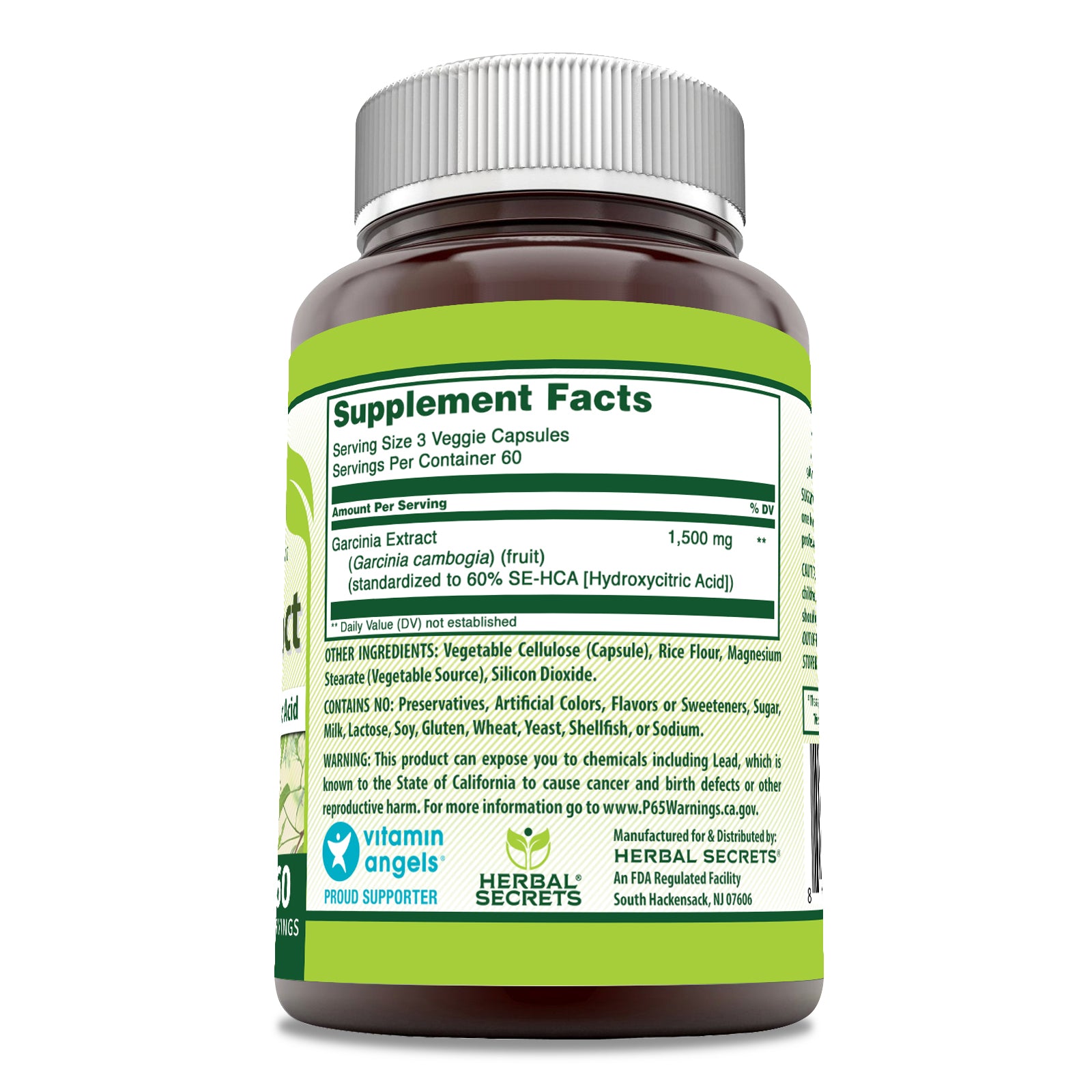 Herbal Secrets Garcinia Extract | 1500 Mg per Serving | 180 Veggie Capsules