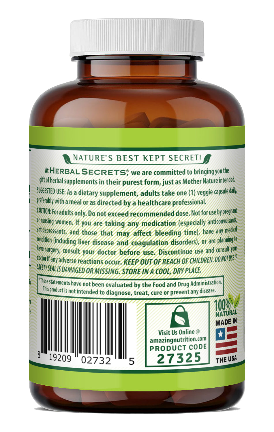 Herbal Secrets Ginkgo Biloba Extract (Double Strength) | 120 Mg | 120 Veggie Capsules