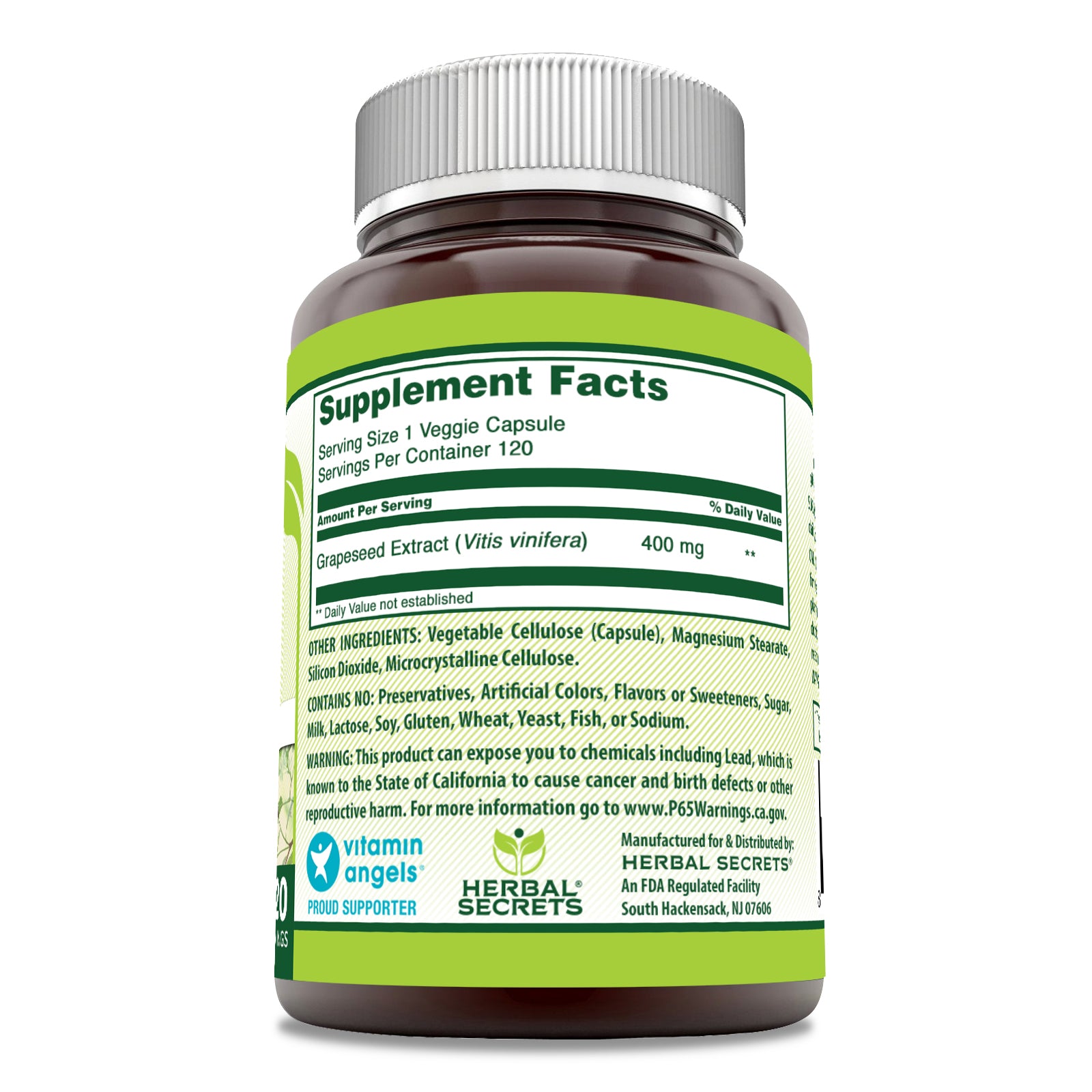 Herbal Secrets Grapeseed Extract | 400 Mg | 120 Veggie Capsules