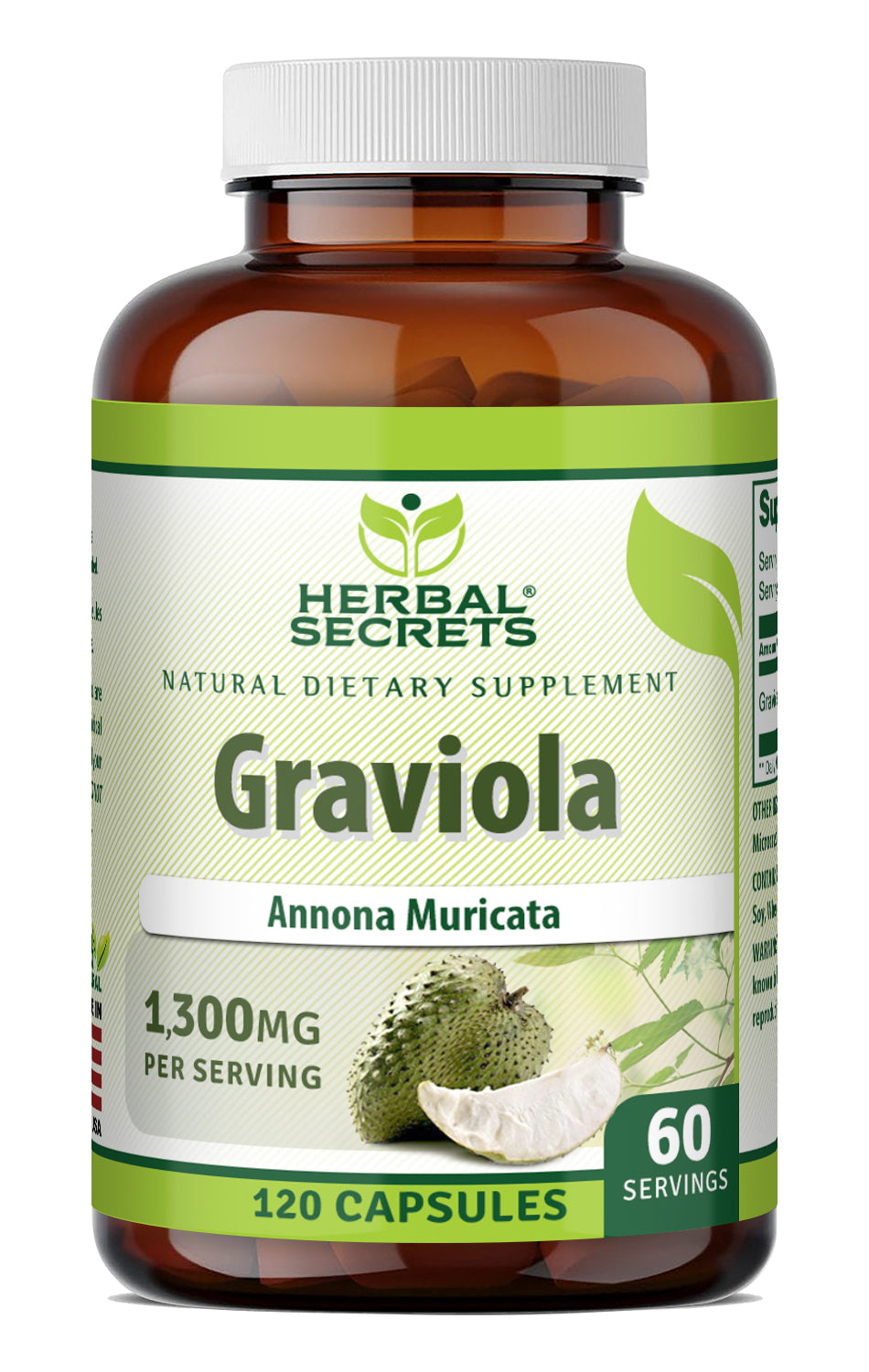 Herbal Secrets Graviola 1300 Mg per Serving | 120 Capsules