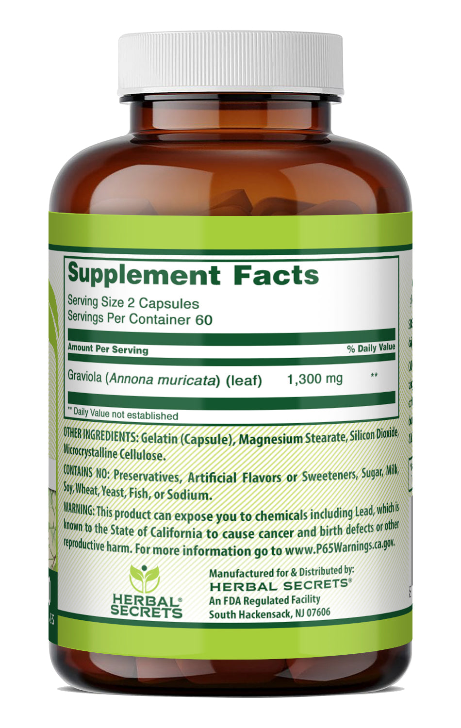 Herbal Secrets Graviola 1300 Mg per Serving | 120 Capsules