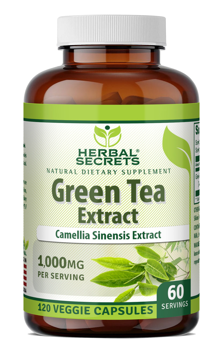 Herbal Secrets Green Tea Extract 1000 Mg per Serving | 120 Veggie Capsules