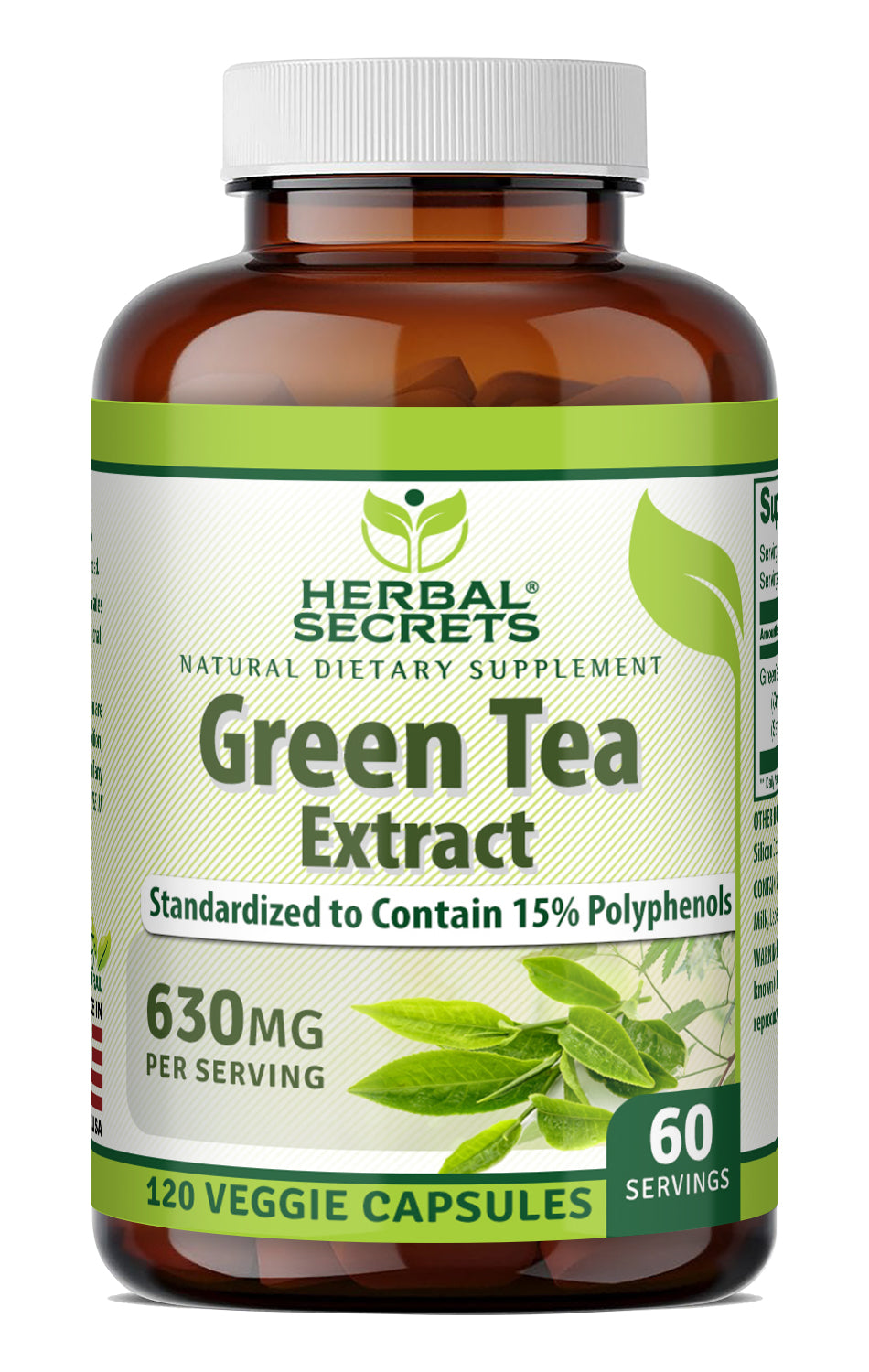 Herbal Secrets Green Tea Extract 630 Mg per Serving | 120 Veggie Capsules