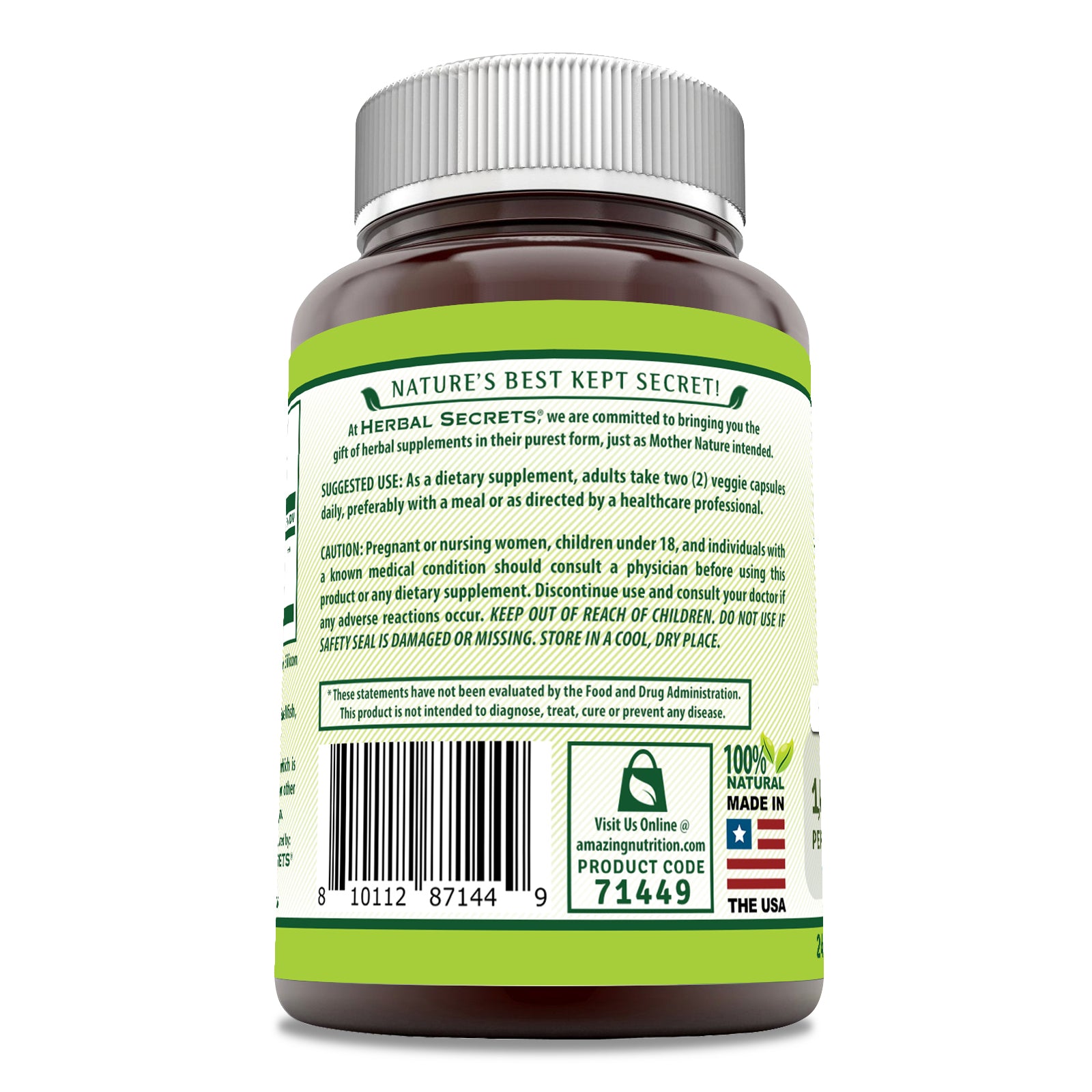 Herbal Secrets Holy Basil | 1000 Mg per Serving | 240 Veggie Capsules