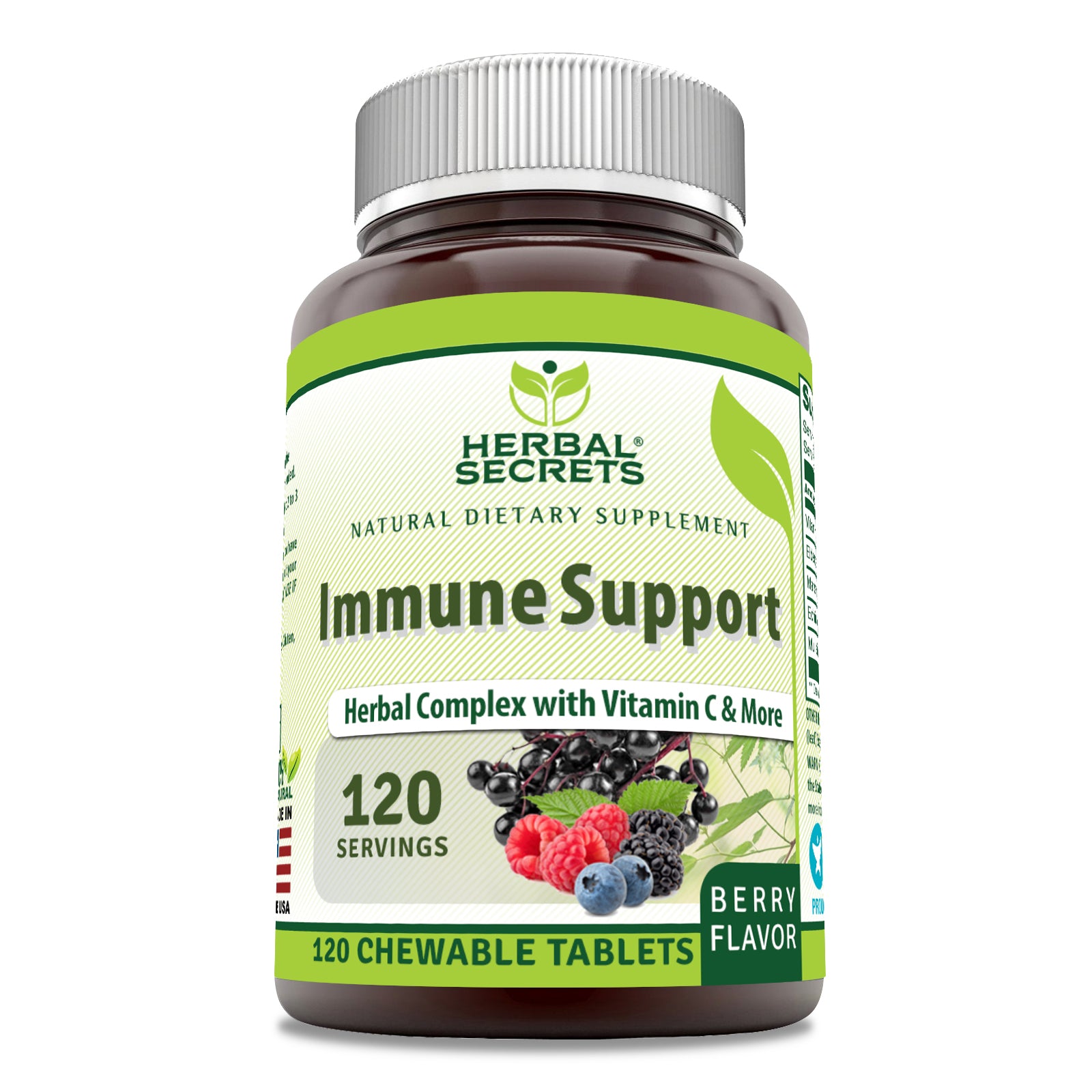 Herbal Secrets Immune Support | Berry Flavor | 120 Chewable Tablets