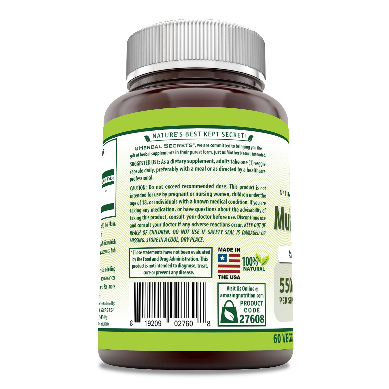 Herbal Secrets Muira Puama Supplement | 550 Mg | 60 Veggie Capsules