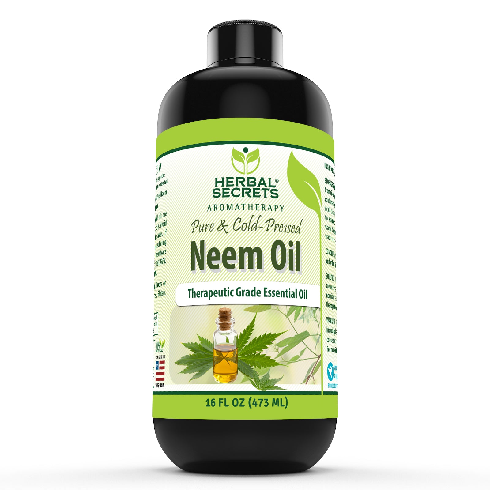 Herbal Secrets Neem (Azadirachta indica) Oil | Pure & Cold-Pressed | 16 Fl Oz (473 ML) | Therapeutic Grade Essential OIl