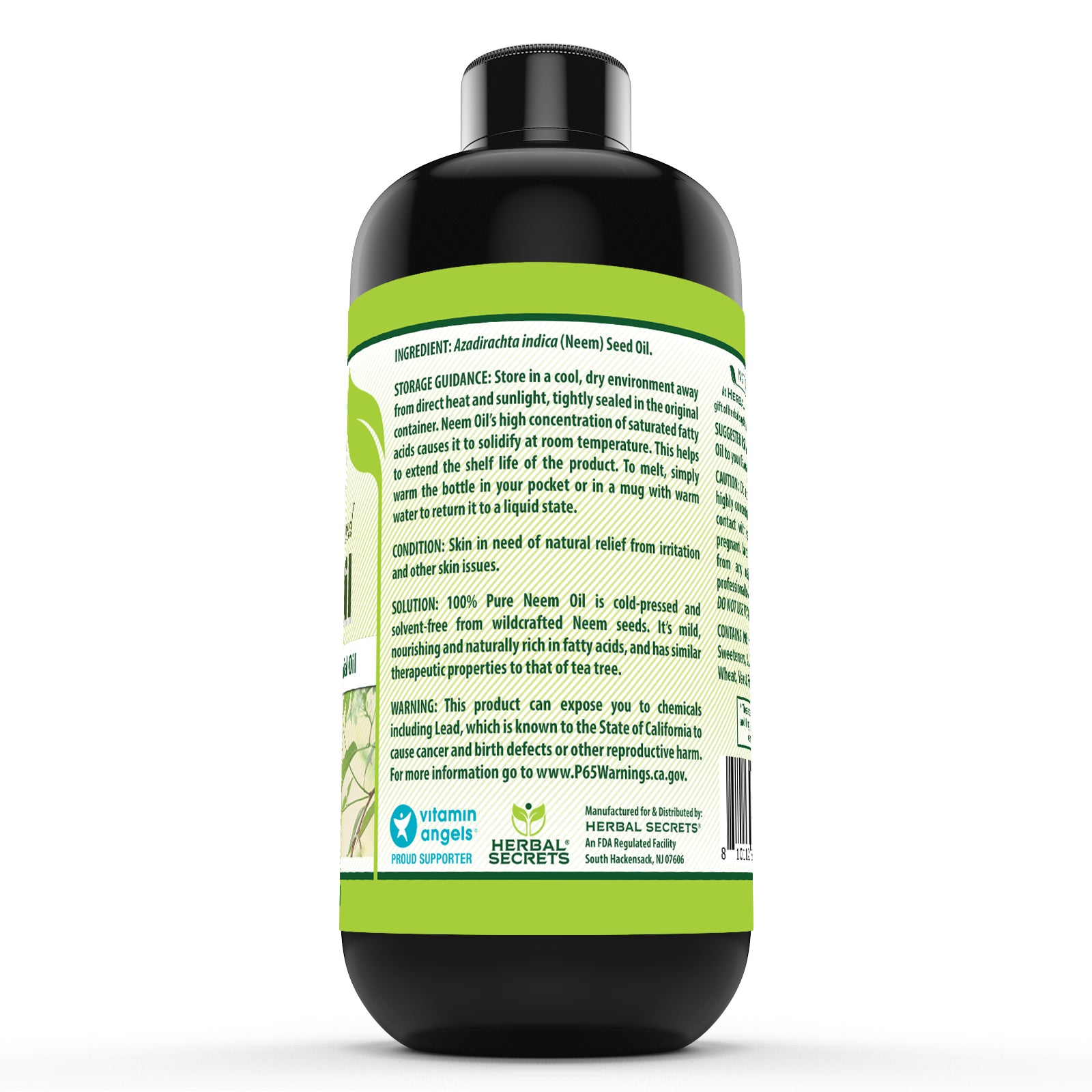 Herbal Secrets Neem (Azadirachta indica) Oil | Pure & Cold-Pressed | 16 Fl Oz (473 ML) | Therapeutic Grade Essential OIl
