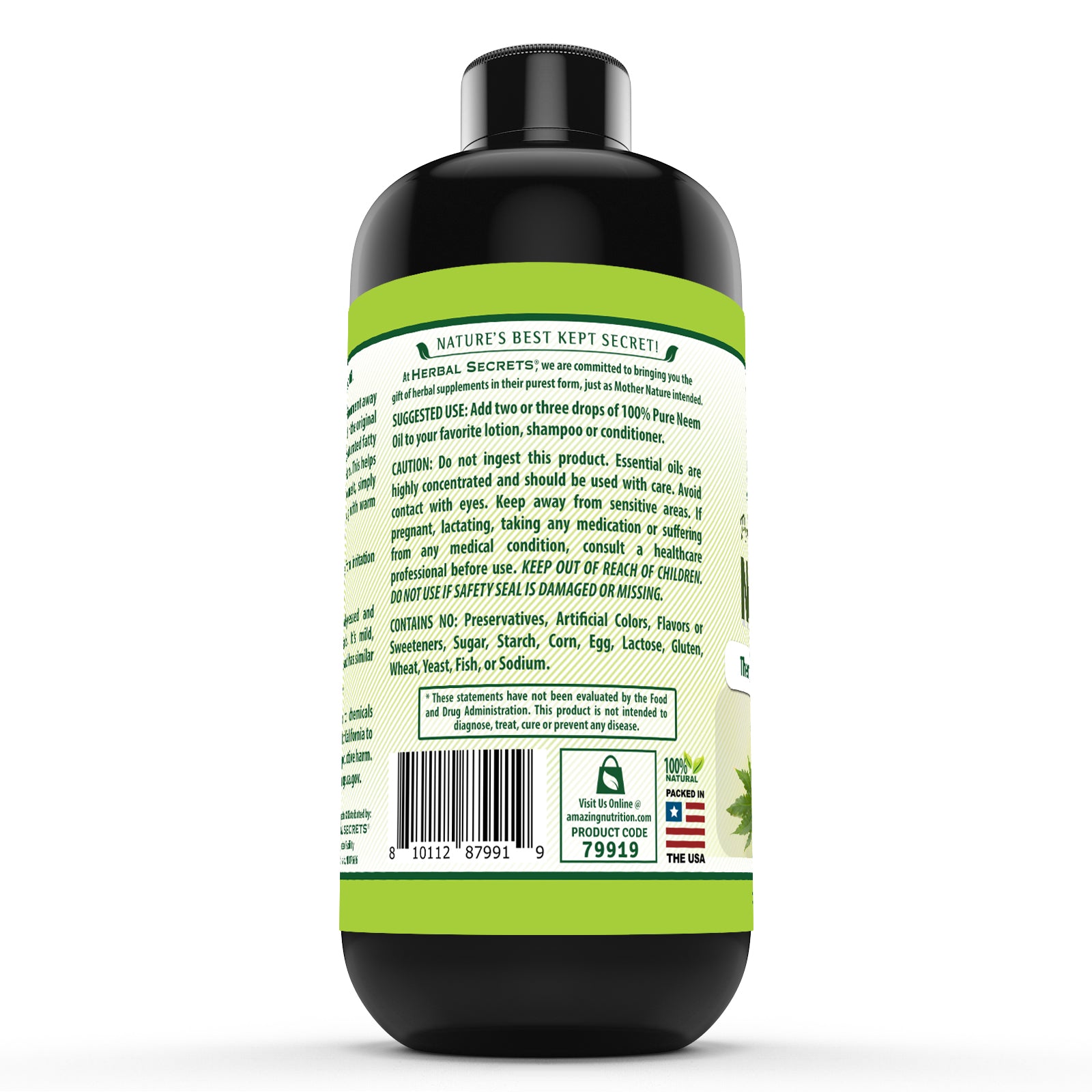 Herbal Secrets Neem (Azadirachta indica) Oil | Pure & Cold-Pressed | 16 Fl Oz (473 ML) | Therapeutic Grade Essential OIl
