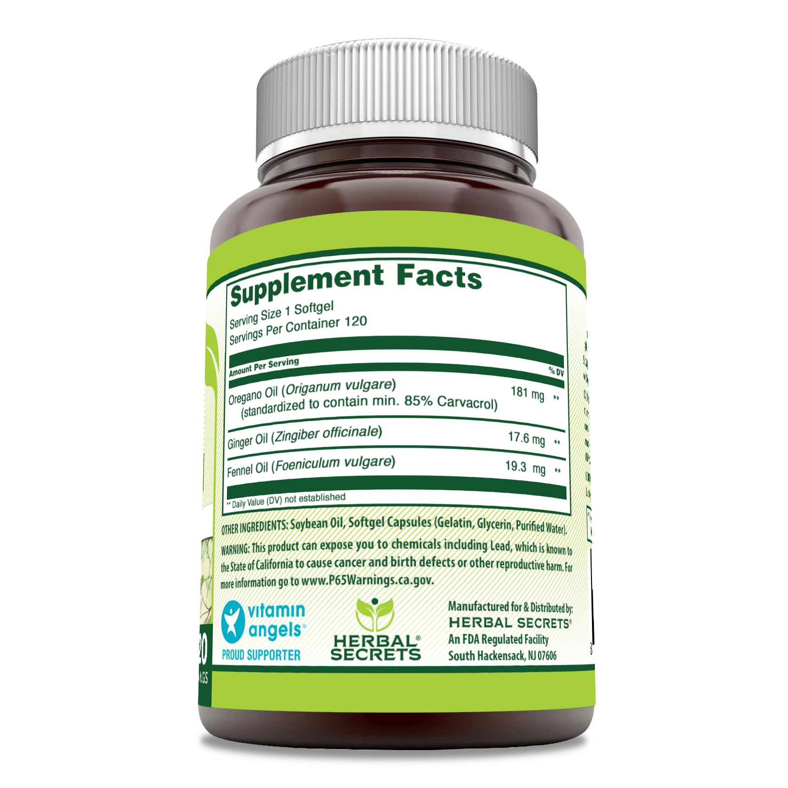 Herbal Secrets Oregano Ginger & Fennel | 120 Softgels