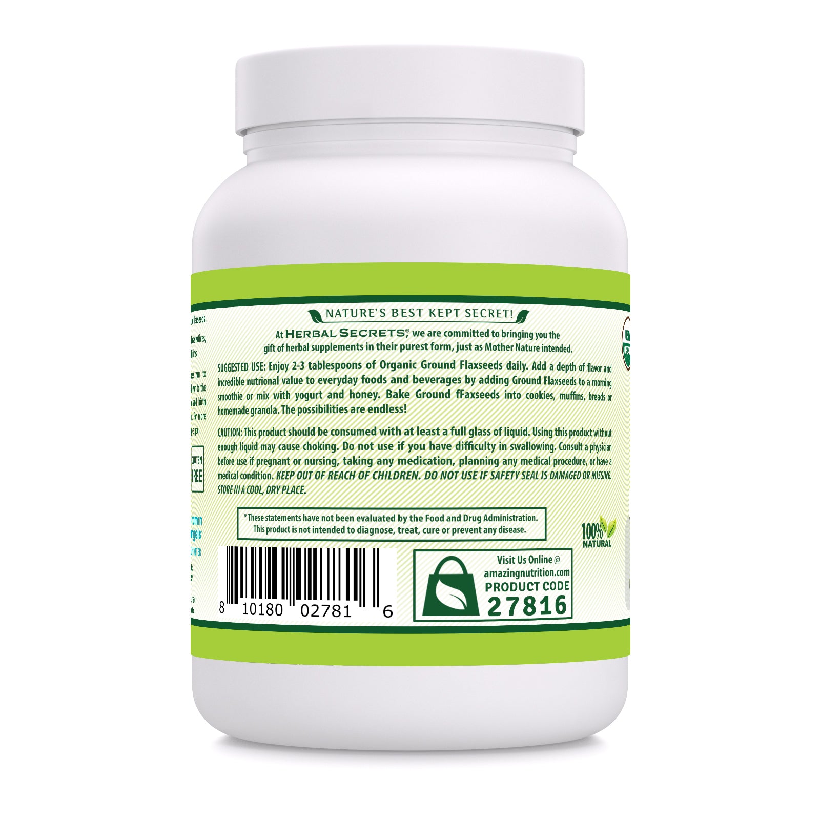 Herbal Secrets Ground Flaxseed | 2 Lb | 14 Grams per Serving | 65 Servings | USDA Organic