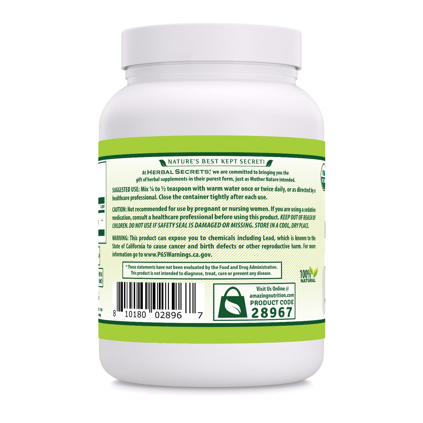 Herbal Secrets Tribulus Powder | 16 Oz | 2 Grams per Serving | 227 Servings | USDA Organic