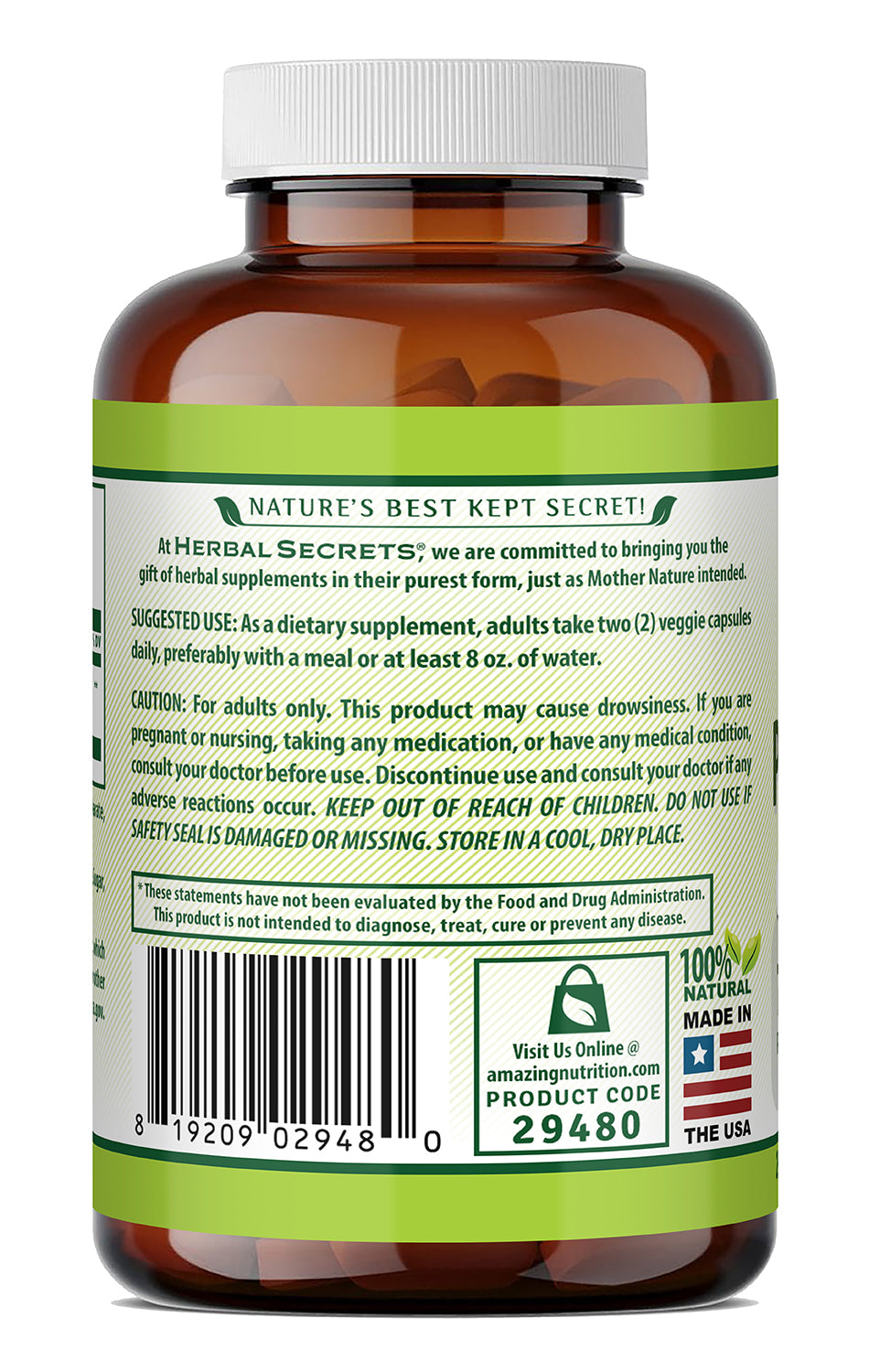 Herbal Secrets Passion Flower (Passiflora incarnata) 700 Mg per Serving | 240 Veggie Capsules