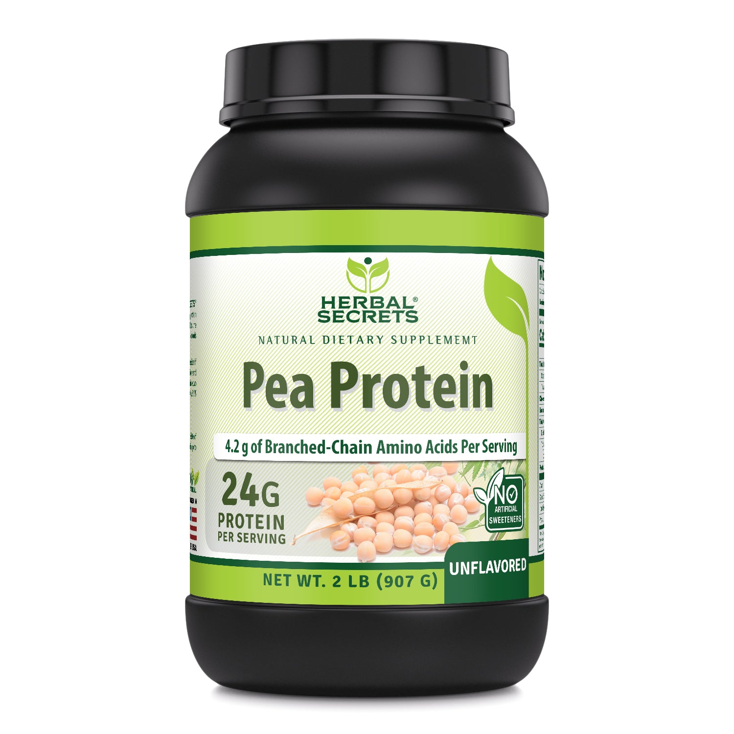Herbal Secrets Pea Protein Powder | Unflavored | 2 Lb | 24 Grams Protein | 32 Servings