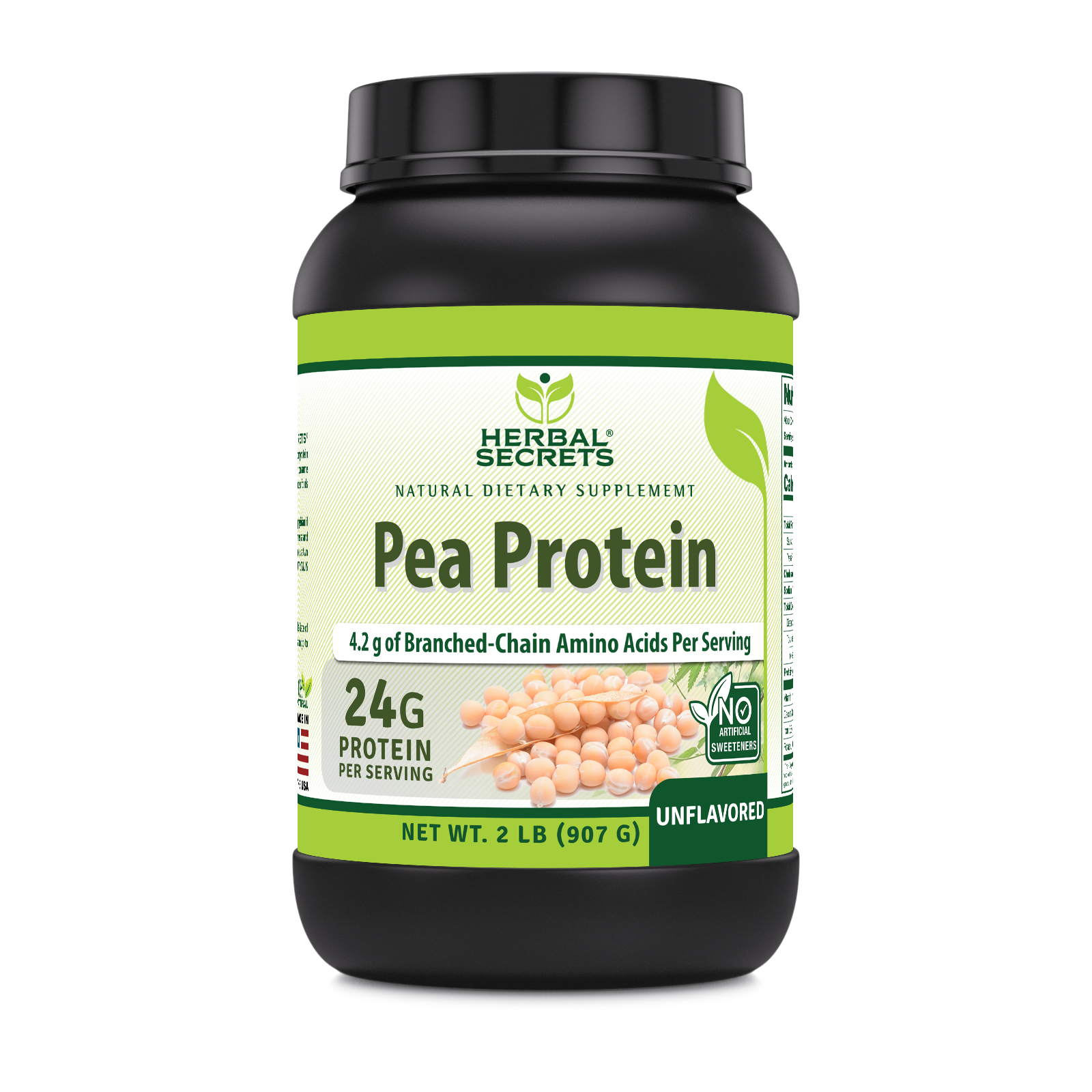 Herbal Secrets Pea Protein Powder | Unflavored | 2 Lb | 24 Grams Protein | 32 Servings