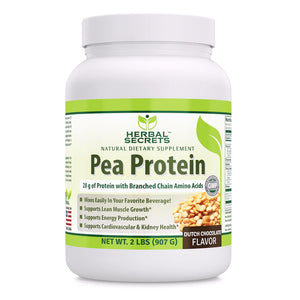 Herbal Secrets Pea Protein | Dutch Chocolate Flavor | 2 Lb | 28 Grams Protein | 21 Servings