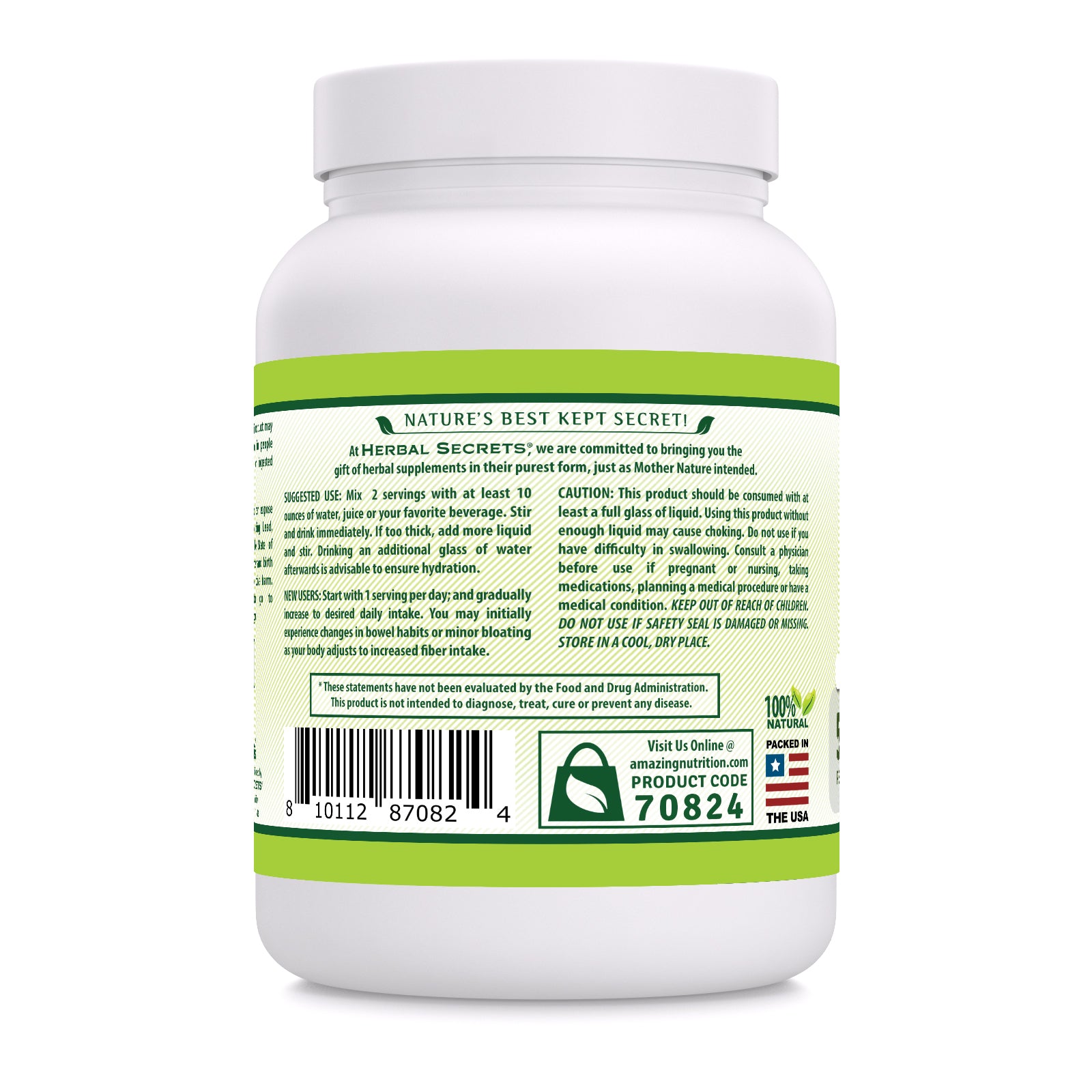 Herbal Secrets Psyllium Husk Powder | Sugar-Free Fiber |  5.8 Grams per Serving | Orange Flavor (36.8 Oz | 2.3 Lb)