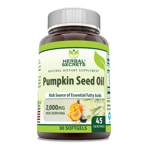 Herbal Secrets Pumpkin Seed Oil |  2000 Mg per Serving | 90 Softgels