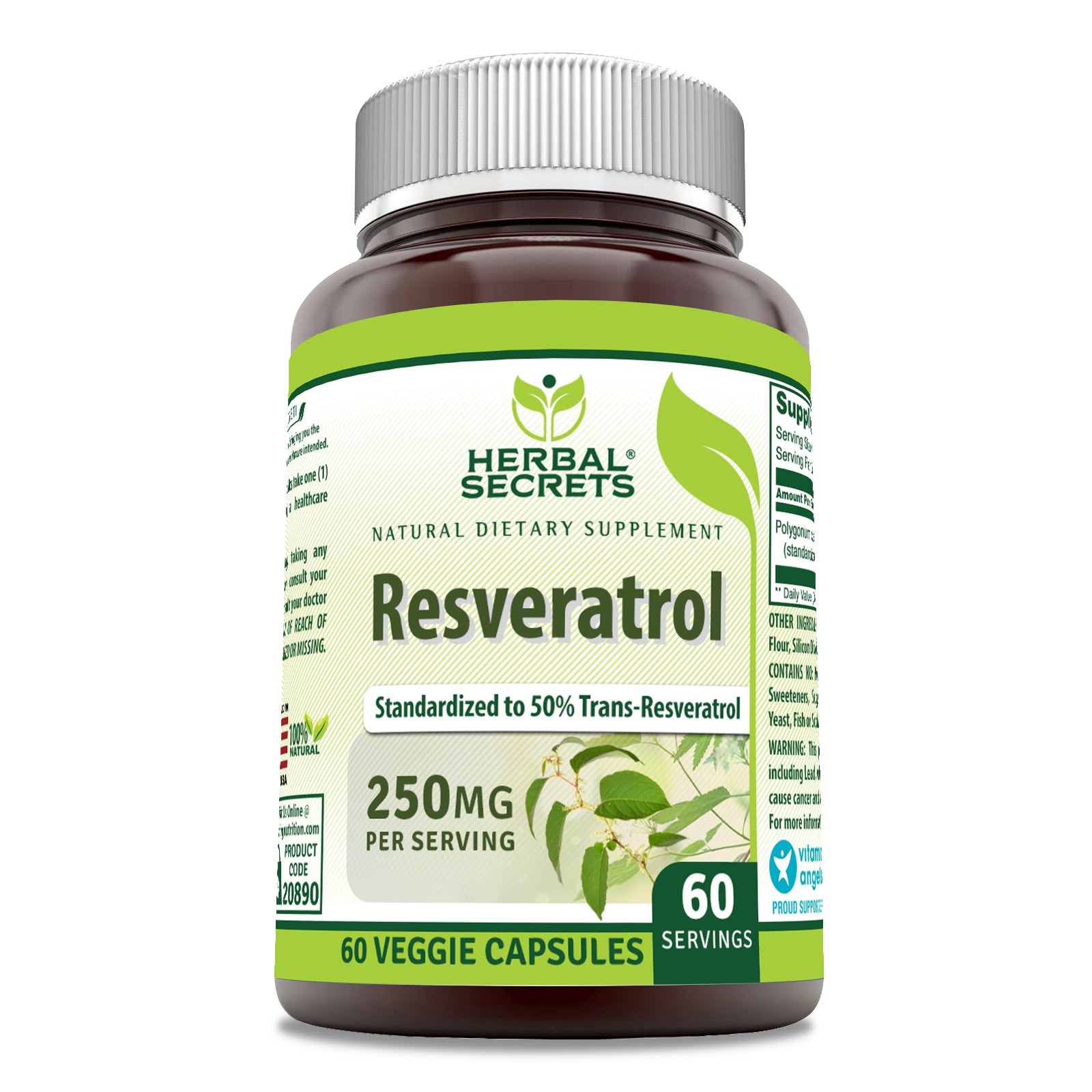 Herbal Secrets Resveratrol | 250 Mg | 60 Veggie Capsules