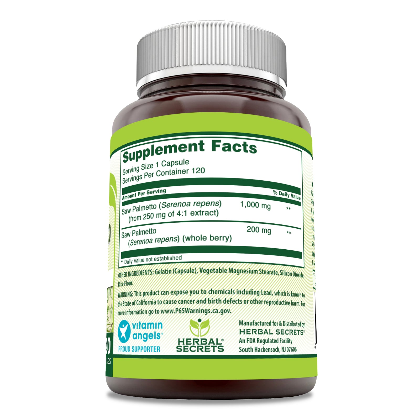 Herbal Secrets Saw Palmetto Complex | 1200 Mg | 120 Capsules