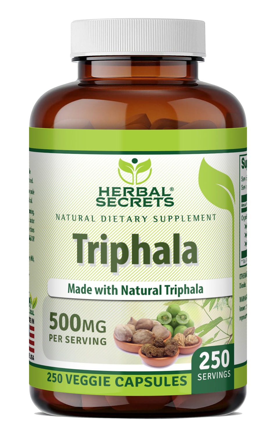 Herbal Secrets Triphala (Made with Natural Triphala) 500 Mg | 250 Veggie Capsule