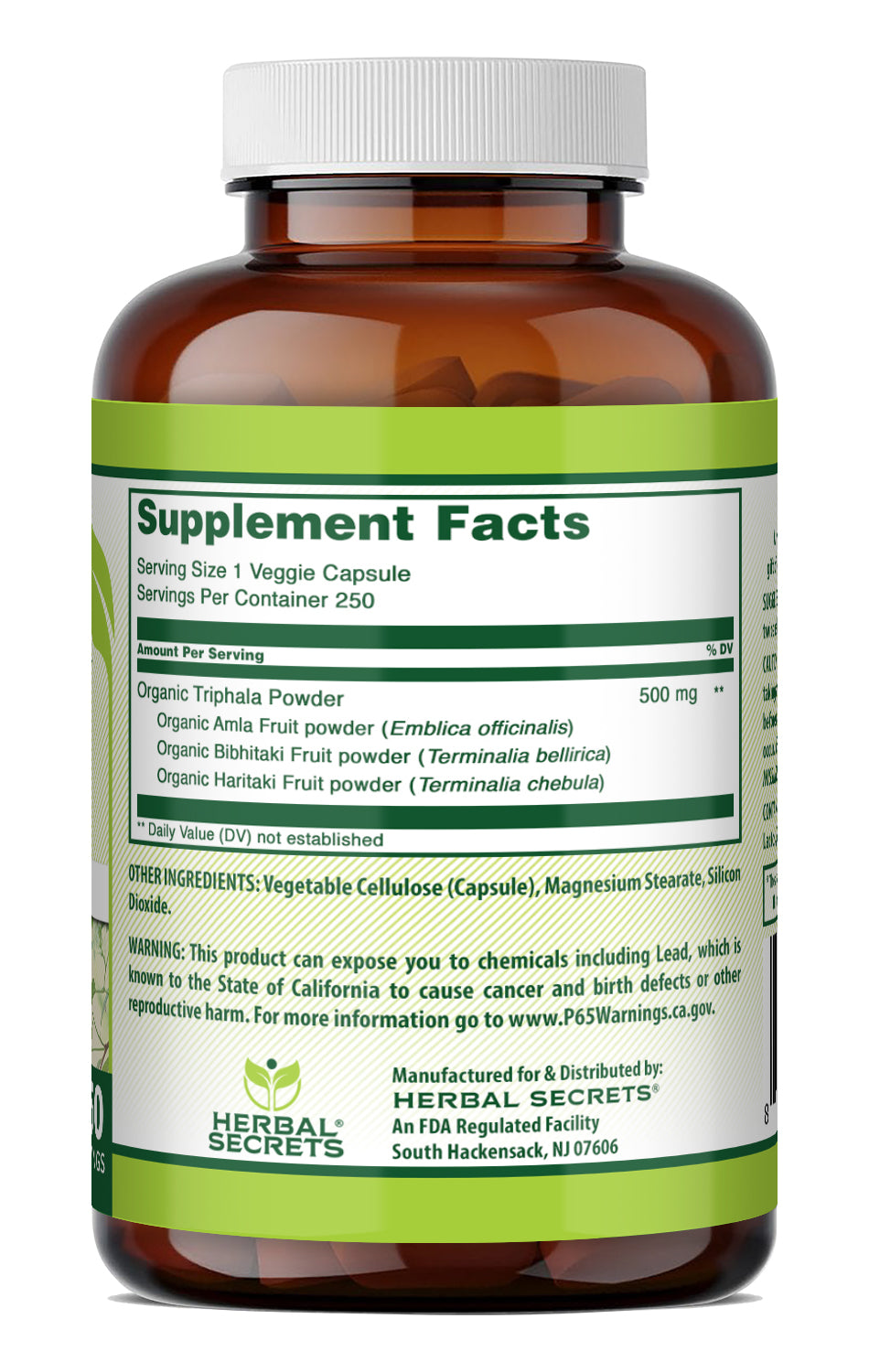 Herbal Secrets Triphala (Made with Natural Triphala) 500 Mg | 250 Veggie Capsule