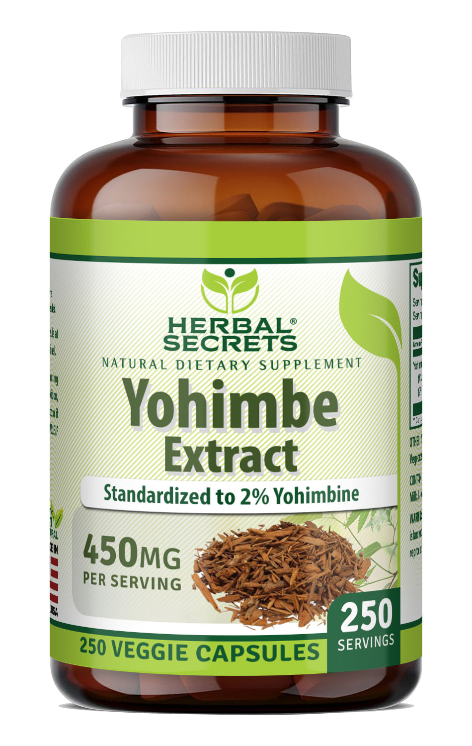 Herbal Secrets Yohimbe Bark Extract 450 Mg | 250  Veggie Capsules