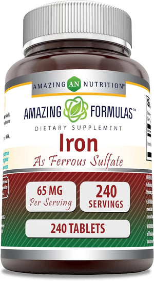 Amazing Formulas Iron as Ferrous Sulfate |  65 Mg | 240 Tablets