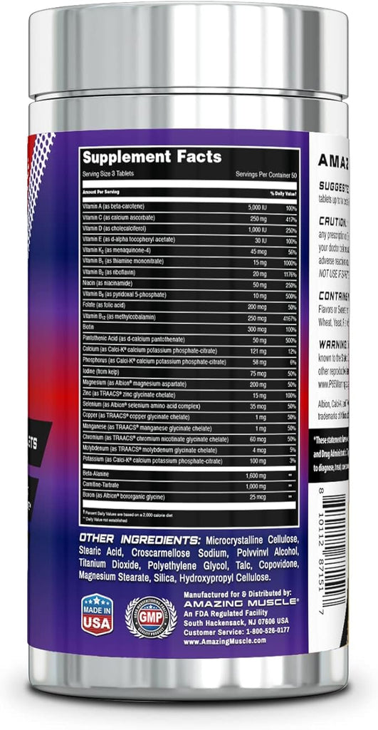 Amazing Muscle Performance Multivitamin | 150 Tablets | 50 Servings ...
