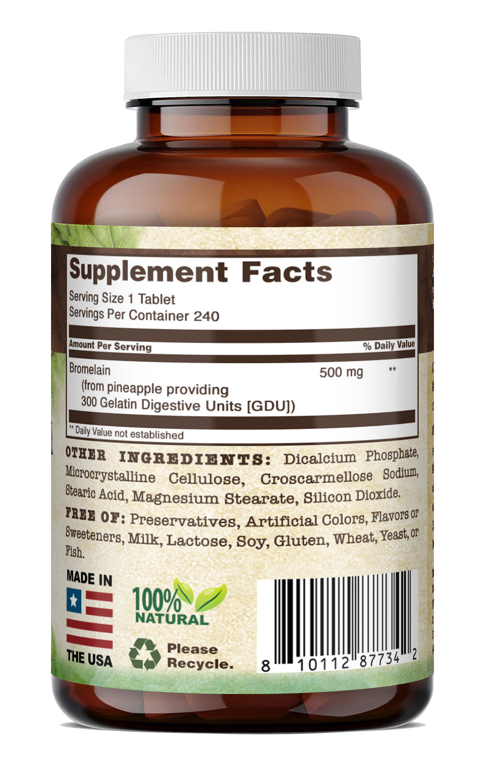 Nutri Essentials Bromelain (from Pineapple) 500 Mg | 240 Tablets