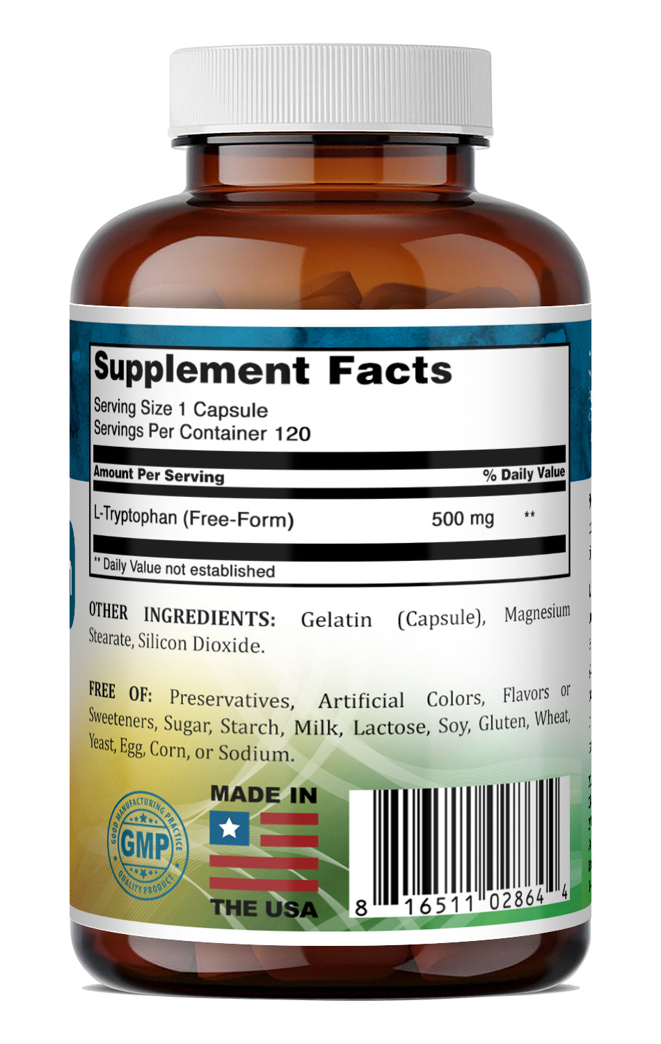 Nutri Essentials L-Tryptophan 500 Mg Amino Acid Supplement | 120 Capsules