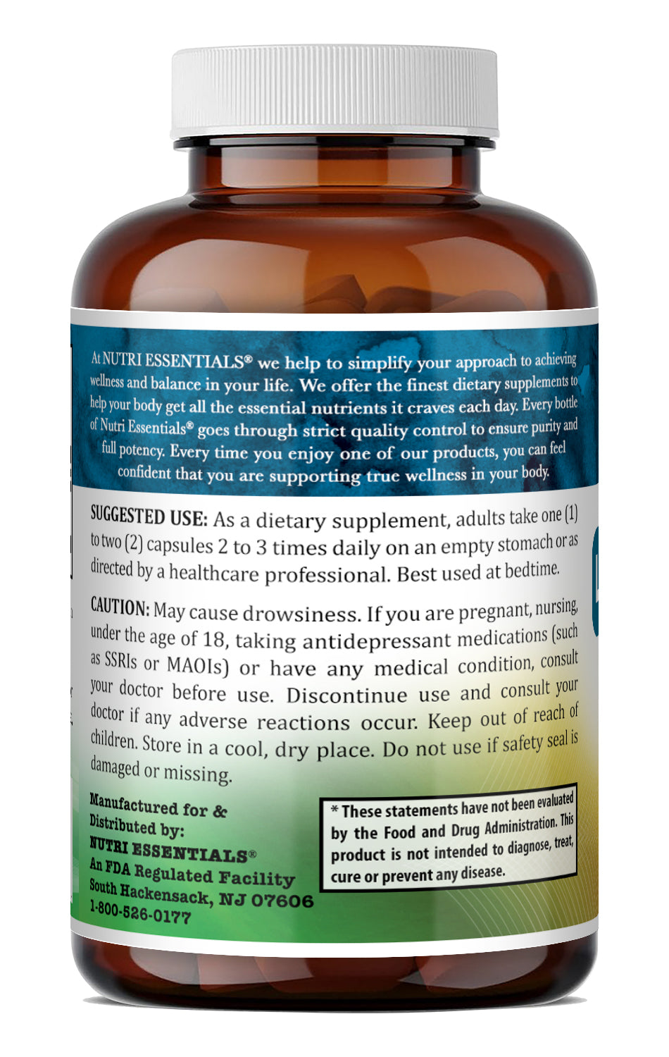 Nutri Essentials L-Tryptophan 500 Mg Amino Acid Supplement | 120 Capsules