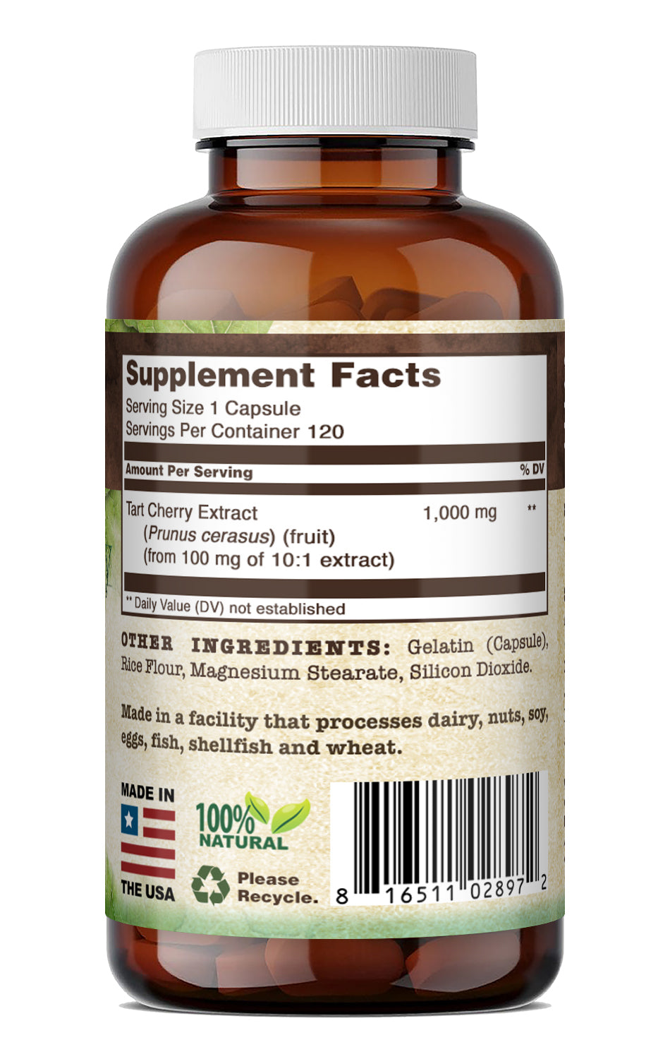 Nutri Essentials Tart Cherry Extract 1000 Mg per Serving | 120 Capsules