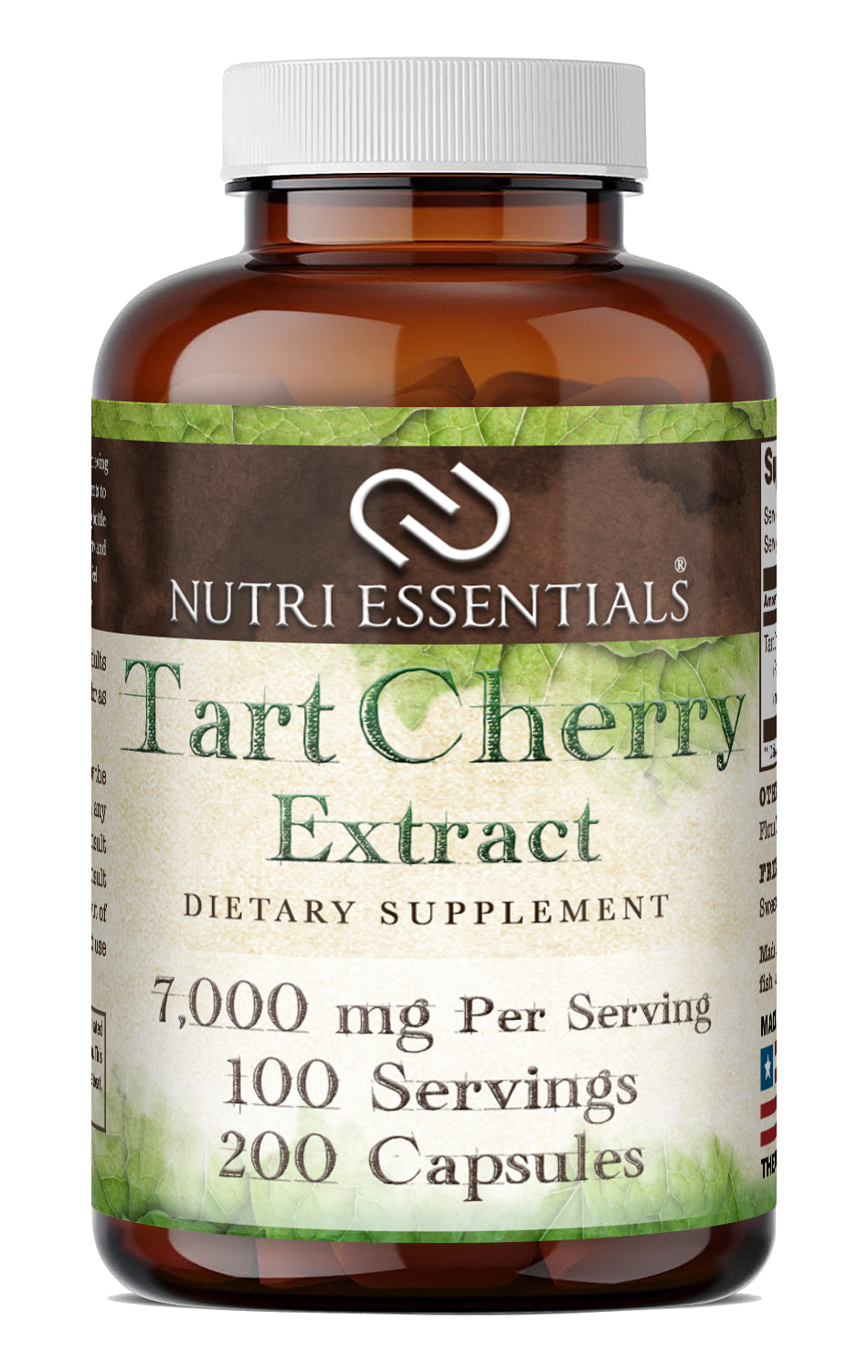 Nutri Essentials Tart Cherry 700 Mg of 10:1 Extract | 7000 Mg Equivalent per Serving | 200 Capsules