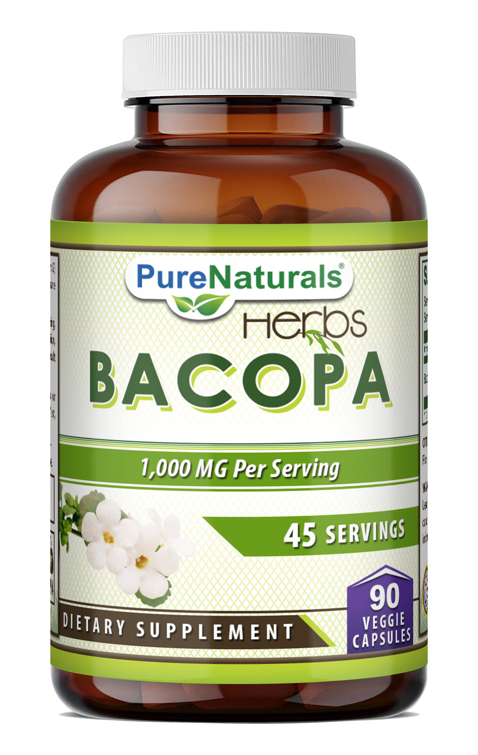 Pure Naturals Bacopa 1000 Mg per Serving | 90 Veggie Capsules