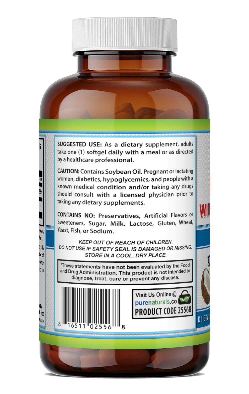 Pure Naturals Biotin with Virgin Coconut Oil 10000 Mcg | 240 Softgels