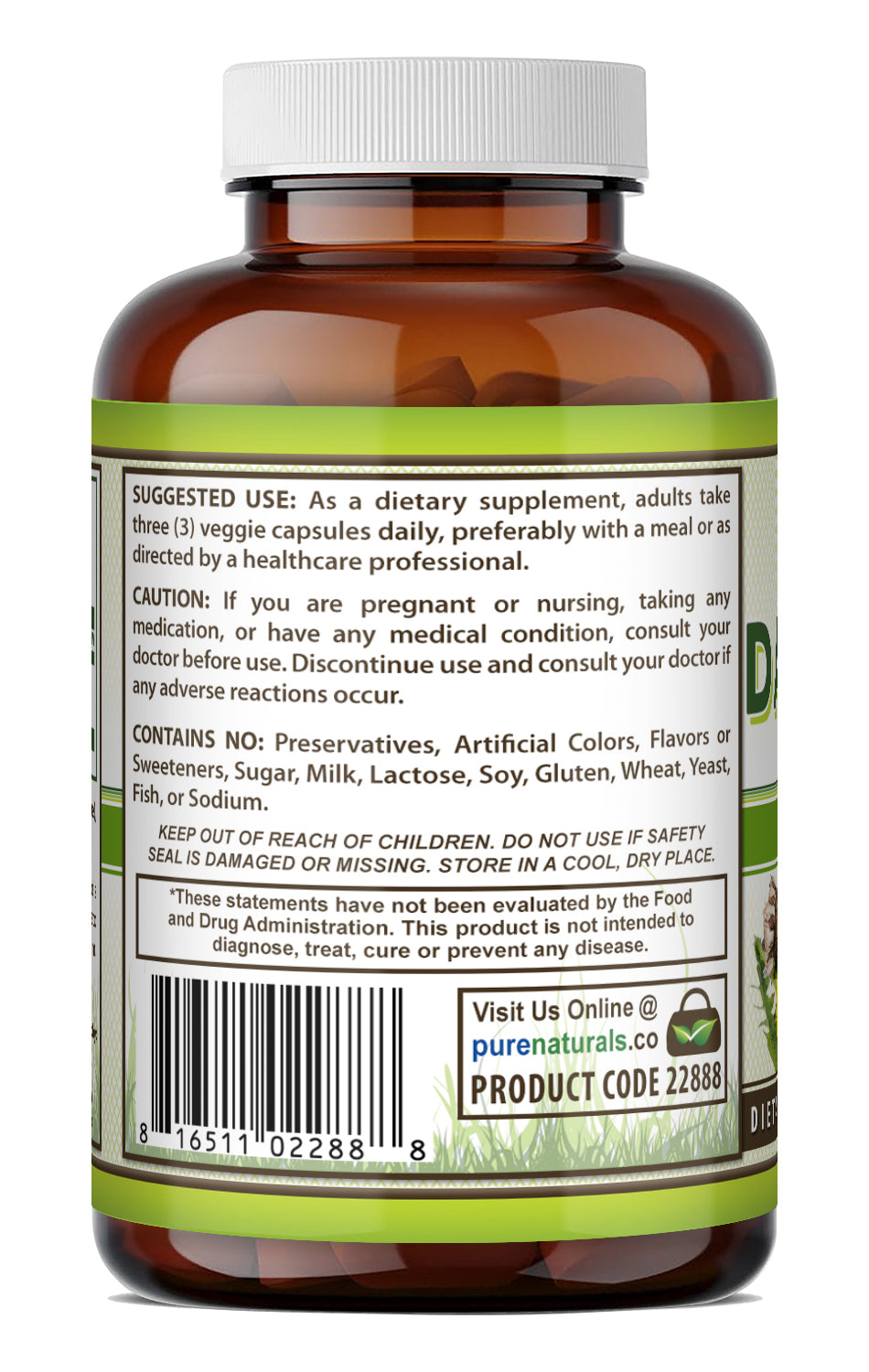 Pure Naturals Dandelion Root 1560 Mg per Serving | 250 Veggie Capsules