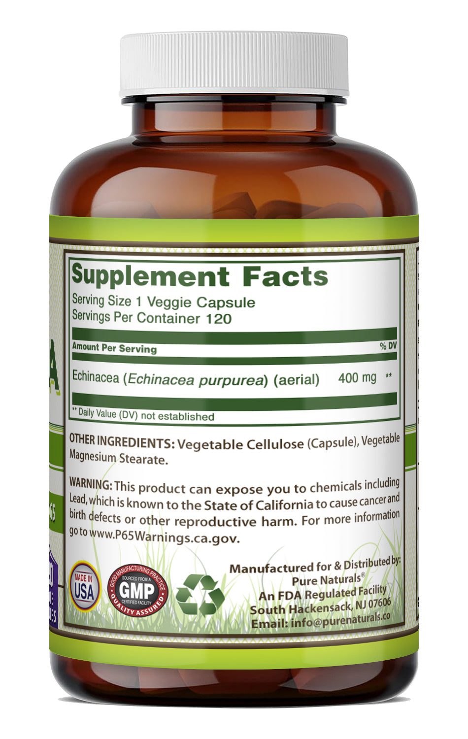 Pure Naturals Echinacea 400 Mg | 120 Veggie Capsules