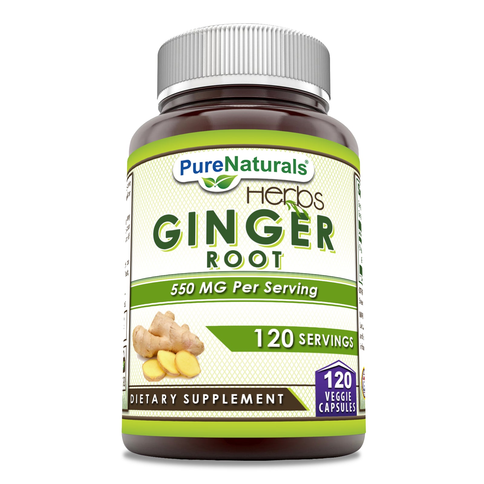Pure Naturals Ginger Root 550 Mg | 120 Veggie Capsules