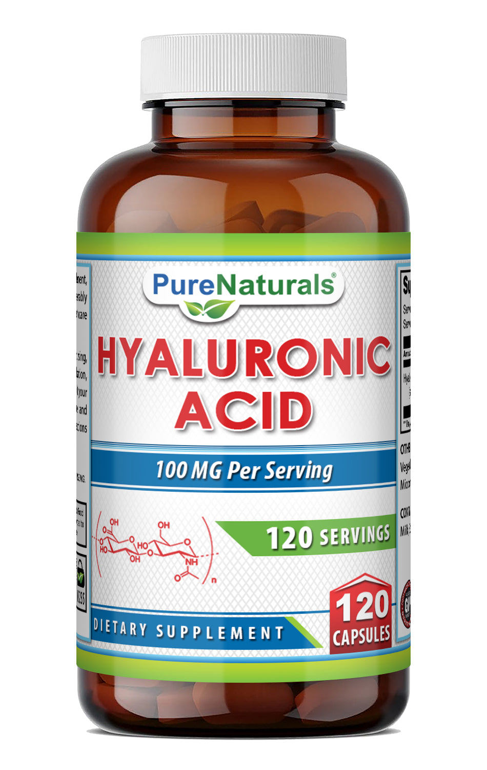 Pure Naturals Hyaluronic Acid 100 Mg | 120 Capsules