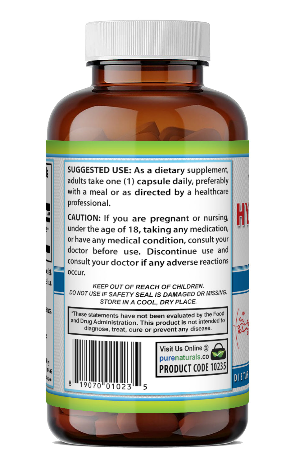 Pure Naturals Hyaluronic Acid 100 Mg | 120 Capsules