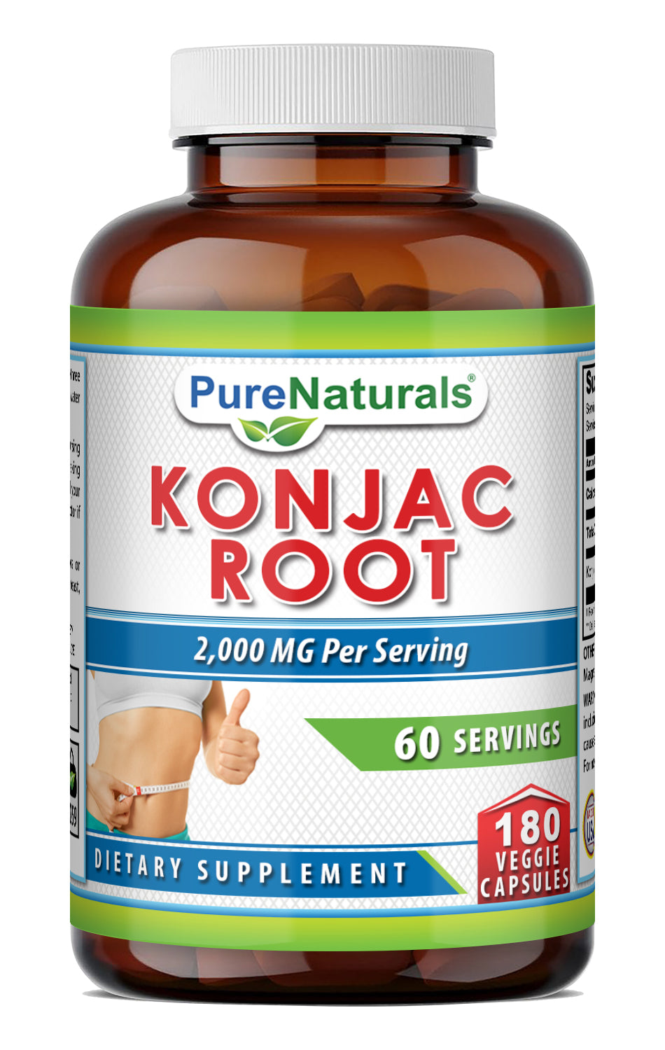Pure Naturals Konjac Root 2000 Mg per Serving | 180 Veggie Capsules