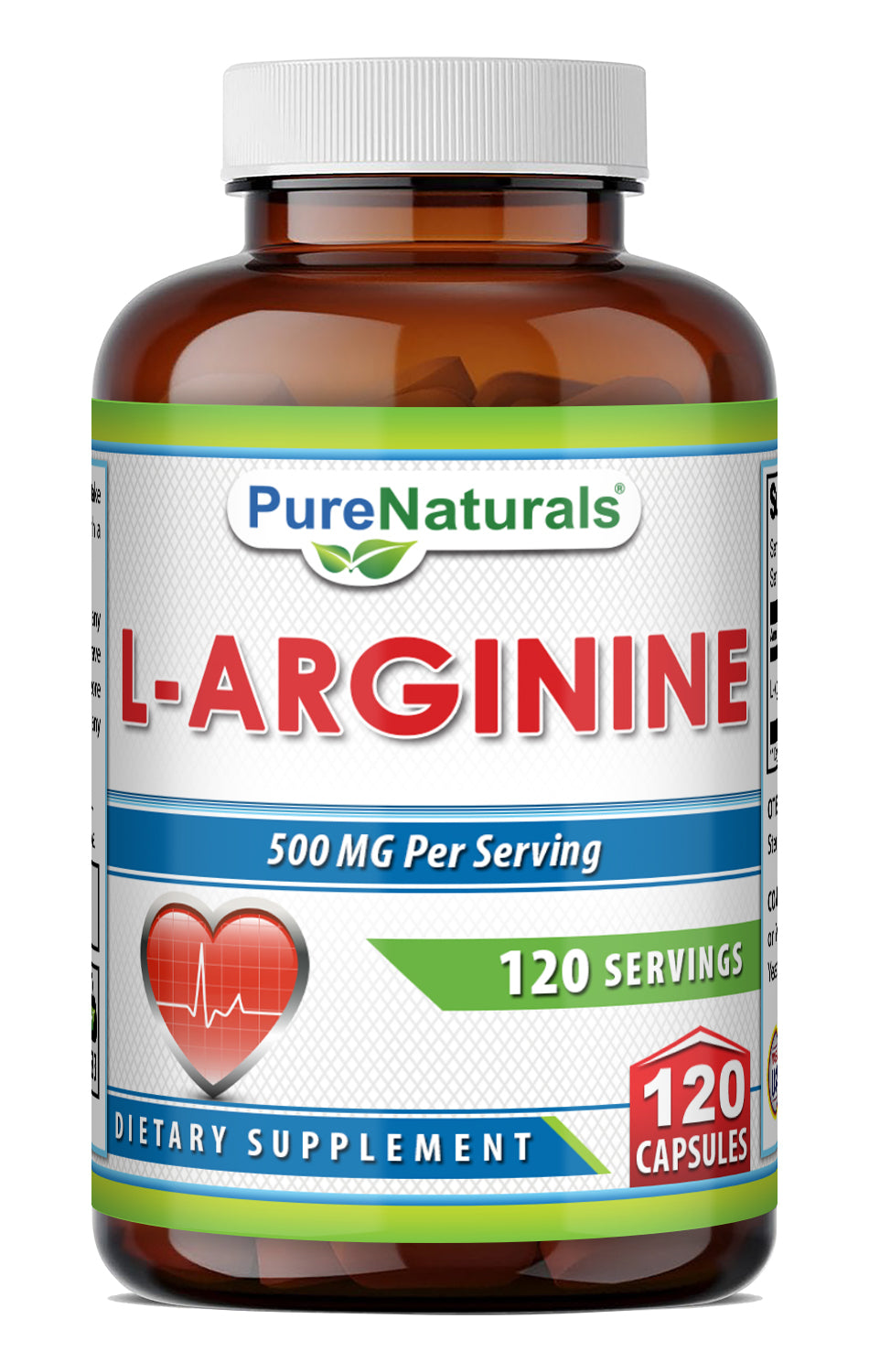 Pure Naturals L-Arginine 500 Mg Amino Acid Supplement | 120 Capsules