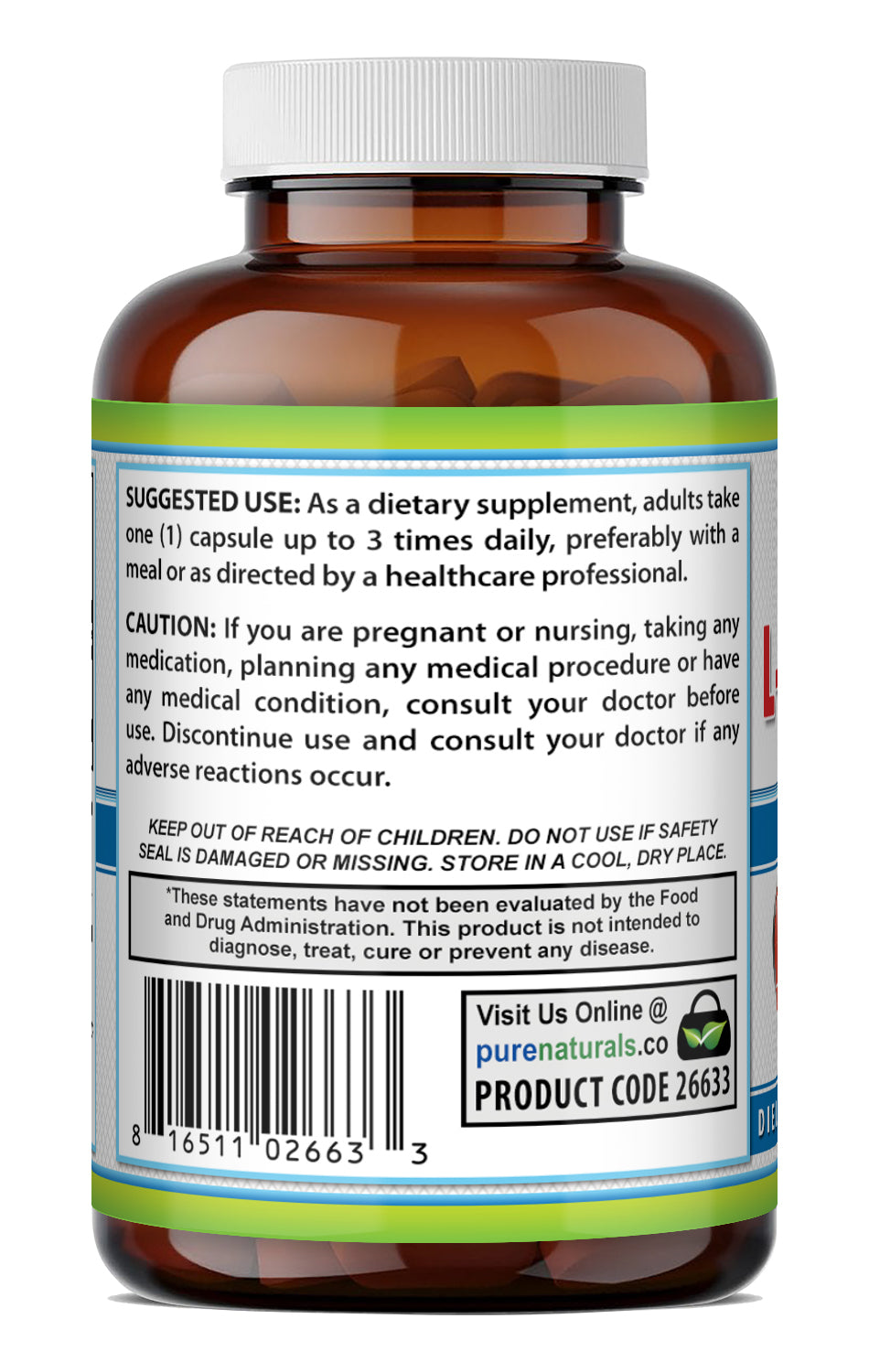 Pure Naturals L-Arginine 500 Mg Amino Acid Supplement | 120 Capsules