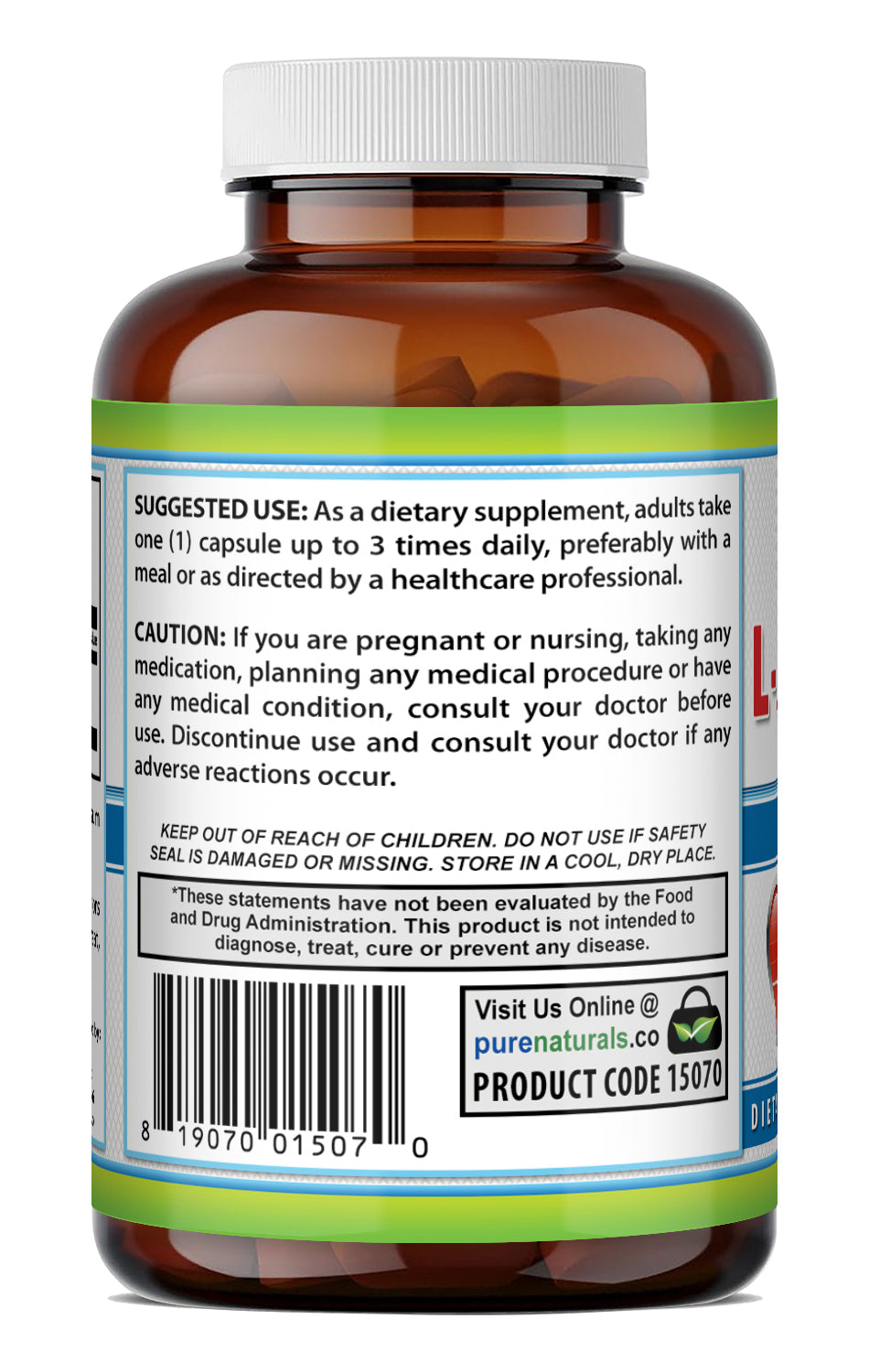 Pure Naturals L-Arginine 500 Mg Amino Acid Supplement | 250 Capsules