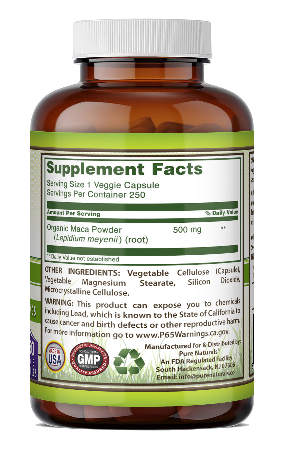 Pure Naturals Maca Root 500 Mg | 250 Veggie Capsules