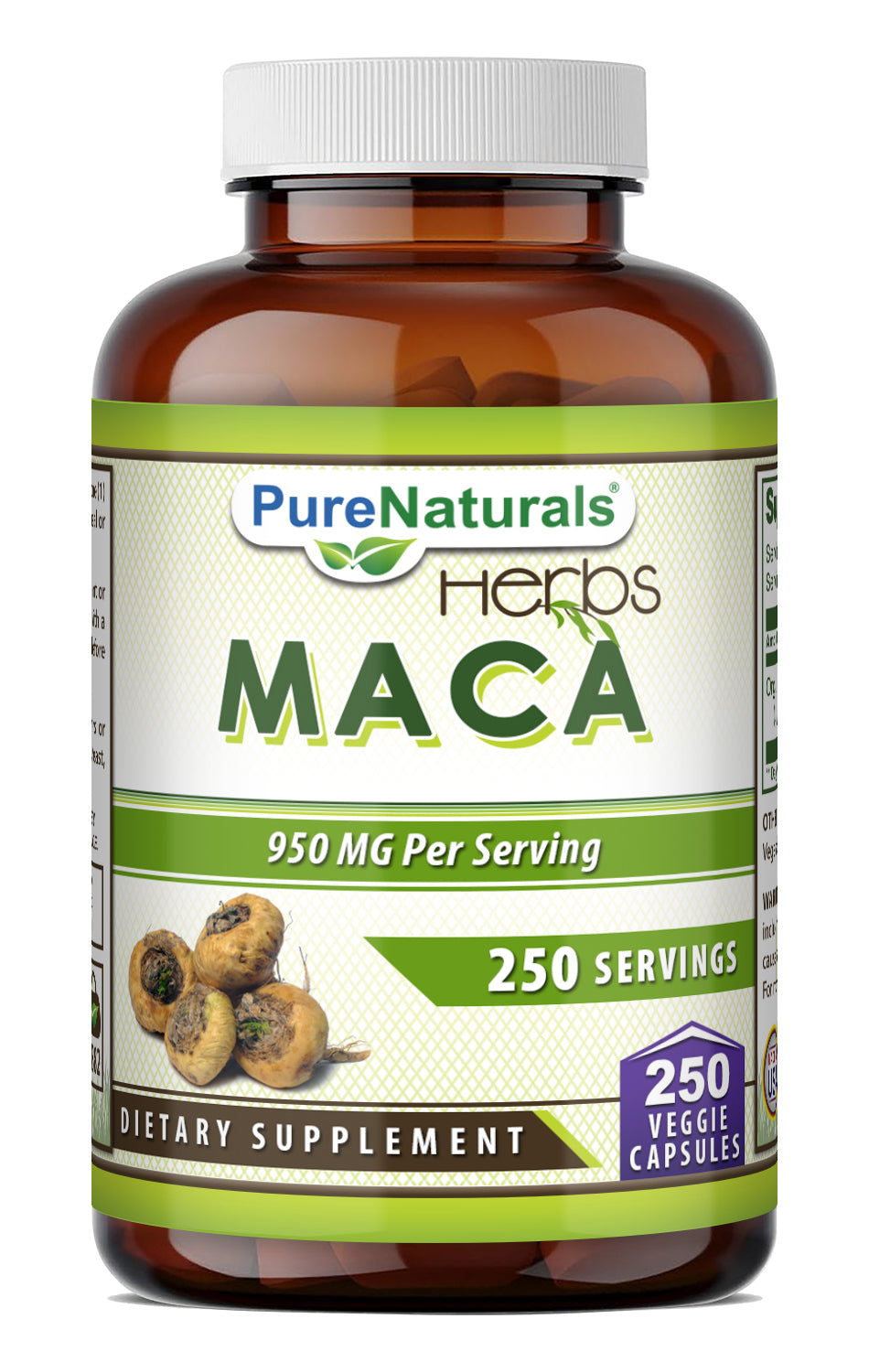 Pure Naturals Organic Maca Root 950 Mg | 250 Veggie Capsules