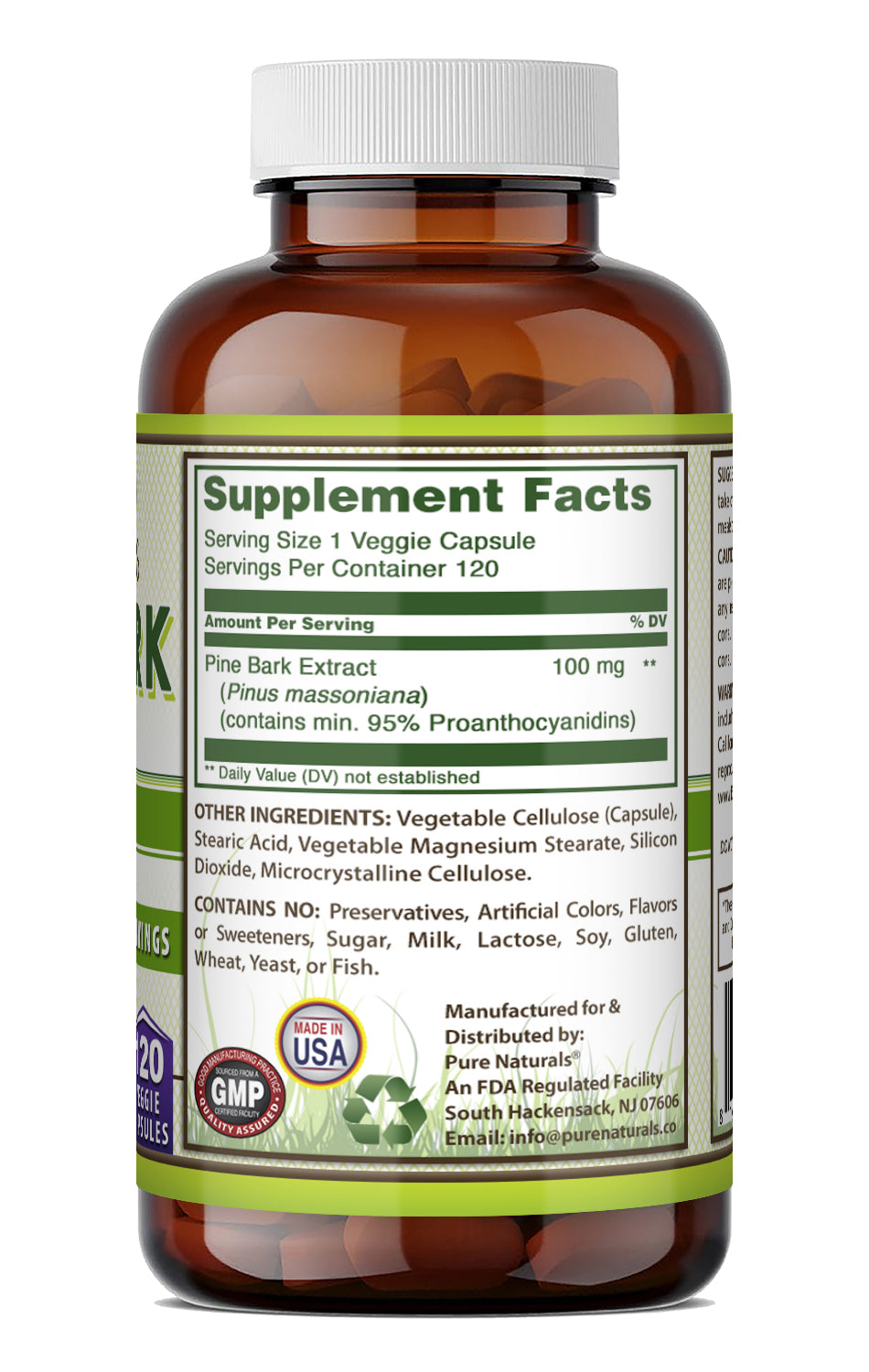 Pure Naturals Pine Bark Extract 100 Mg | 120 Veggie Capsules