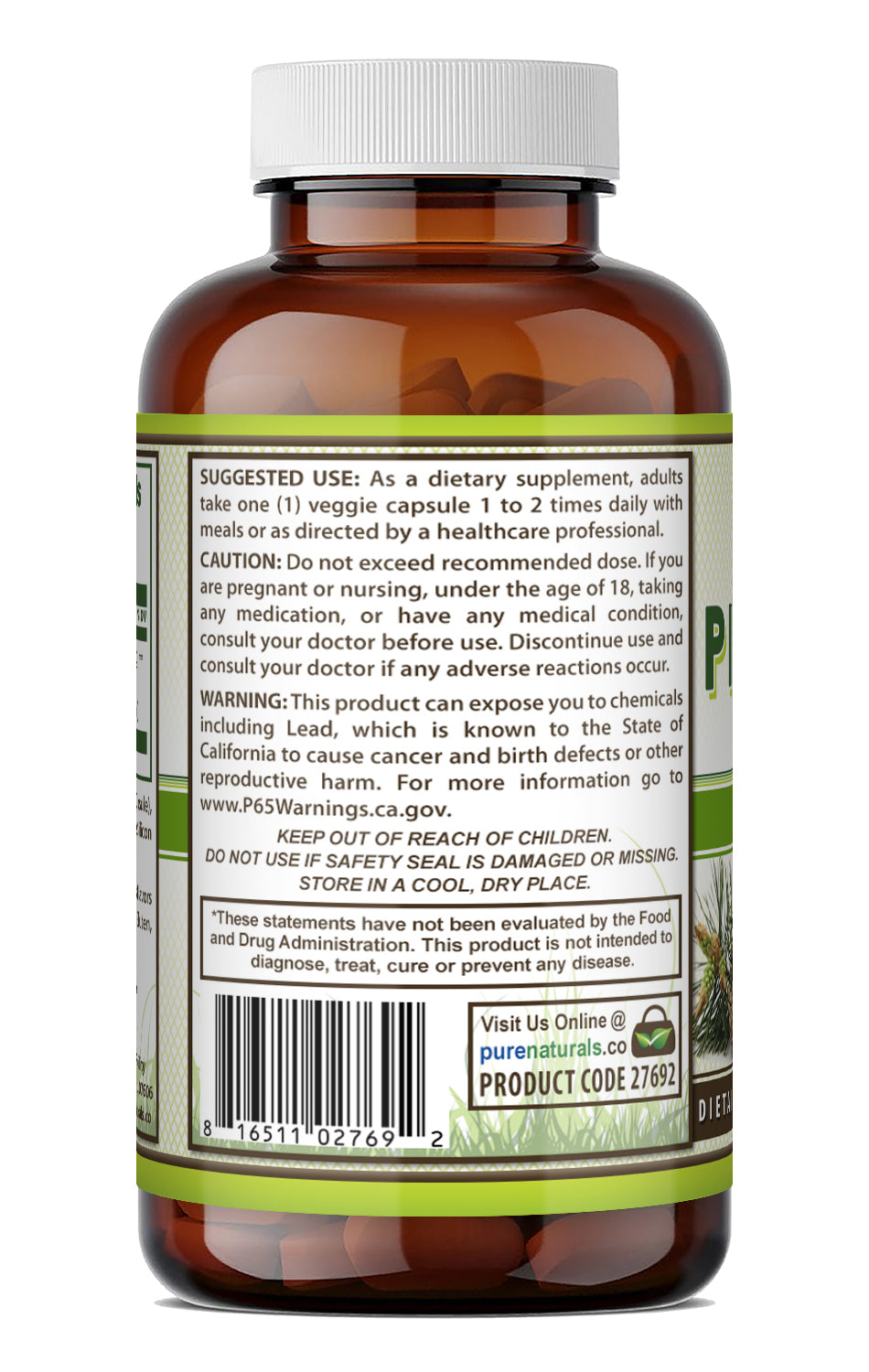Pure Naturals Pine Bark Extract 100 Mg | 120 Veggie Capsules