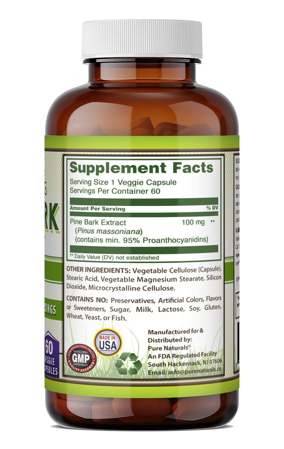 Pure Naturals Pine Bark Extract 100 Mg | 60 Veggie Capsules